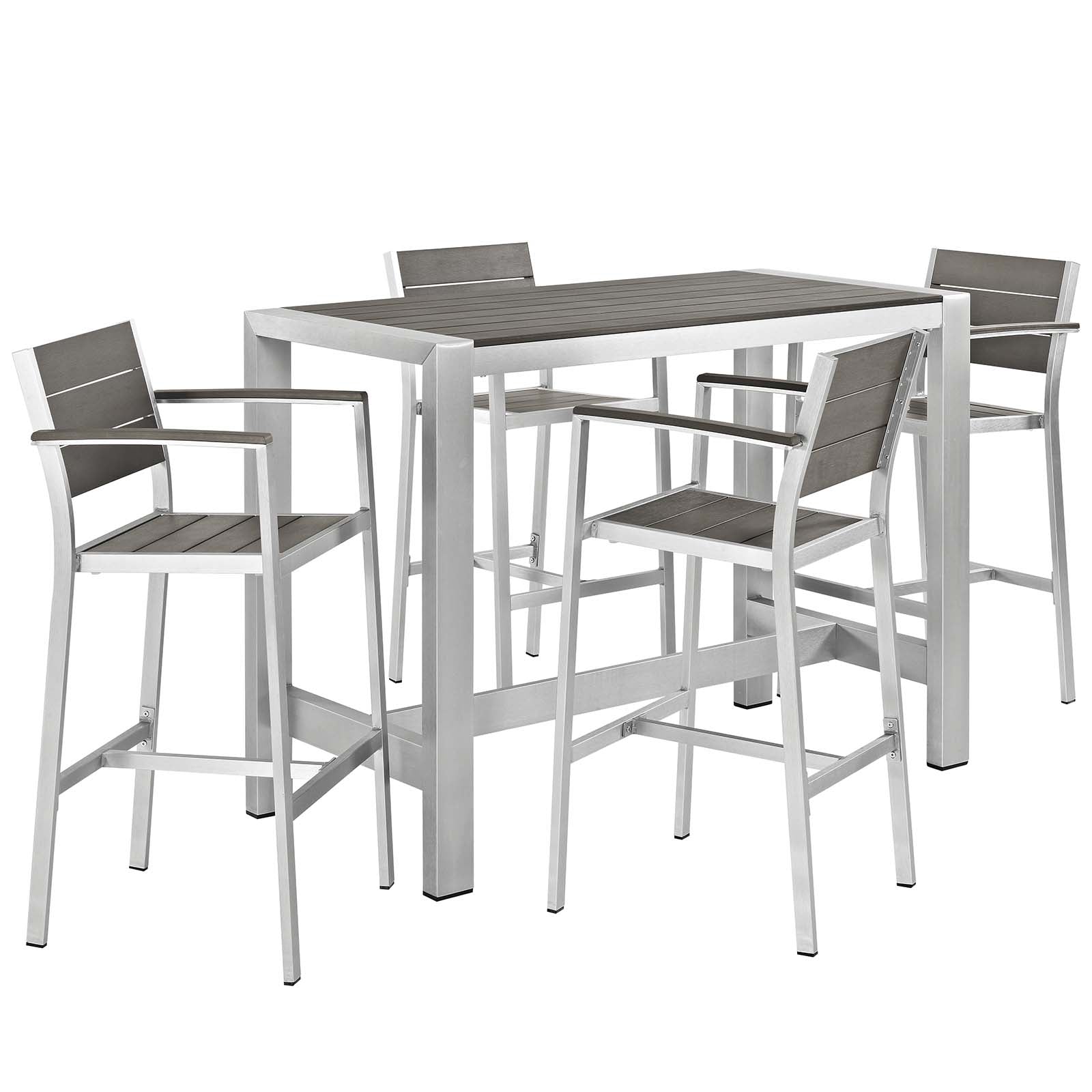 Shore 5 Piece Outdoor Patio Aluminum Dining Set-Outdoor Dining Set-Modway-Wall2Wall Furnishings