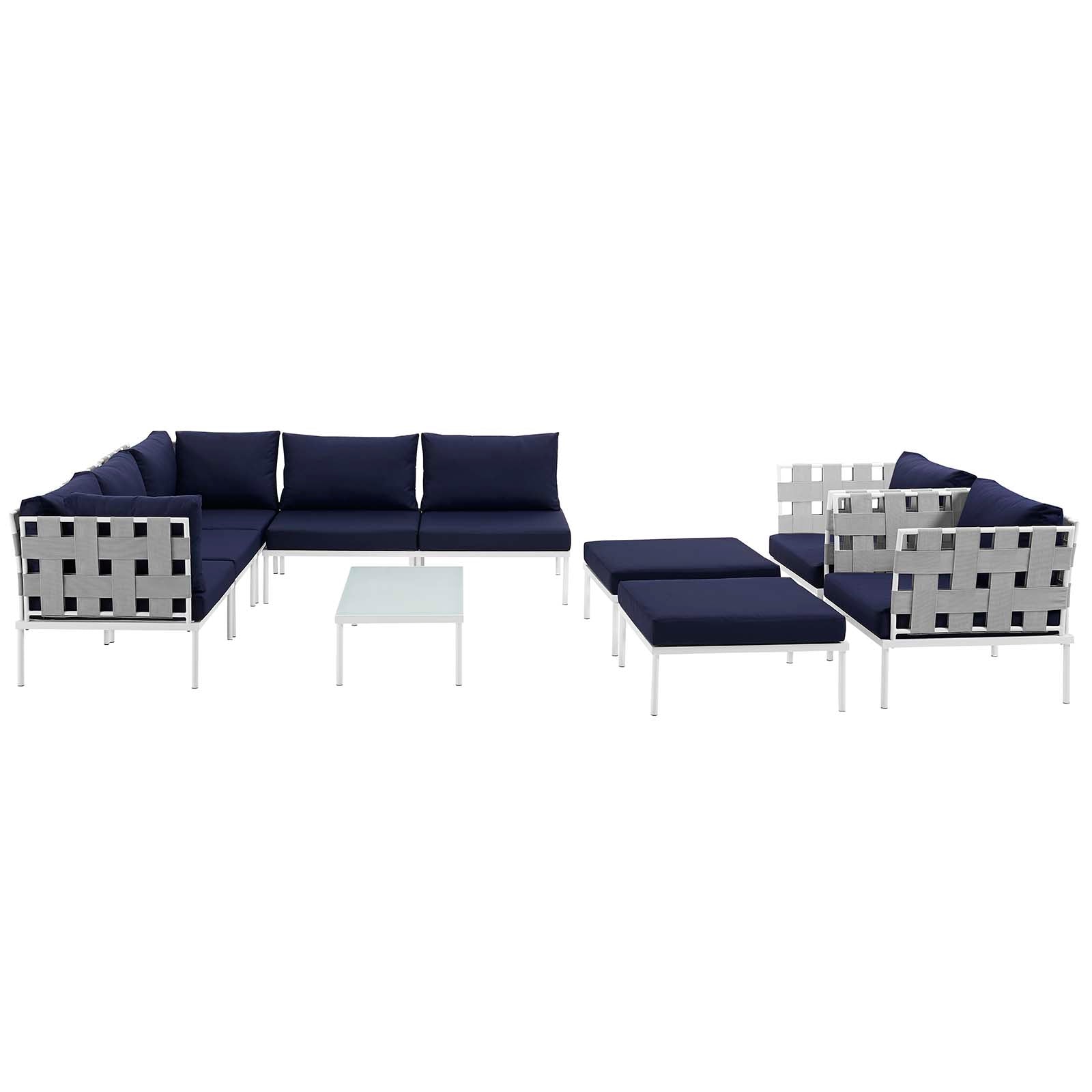 Harmony 10 Piece Outdoor Patio Aluminum Sectional Sofa Set-Outdoor Set-Modway-Wall2Wall Furnishings