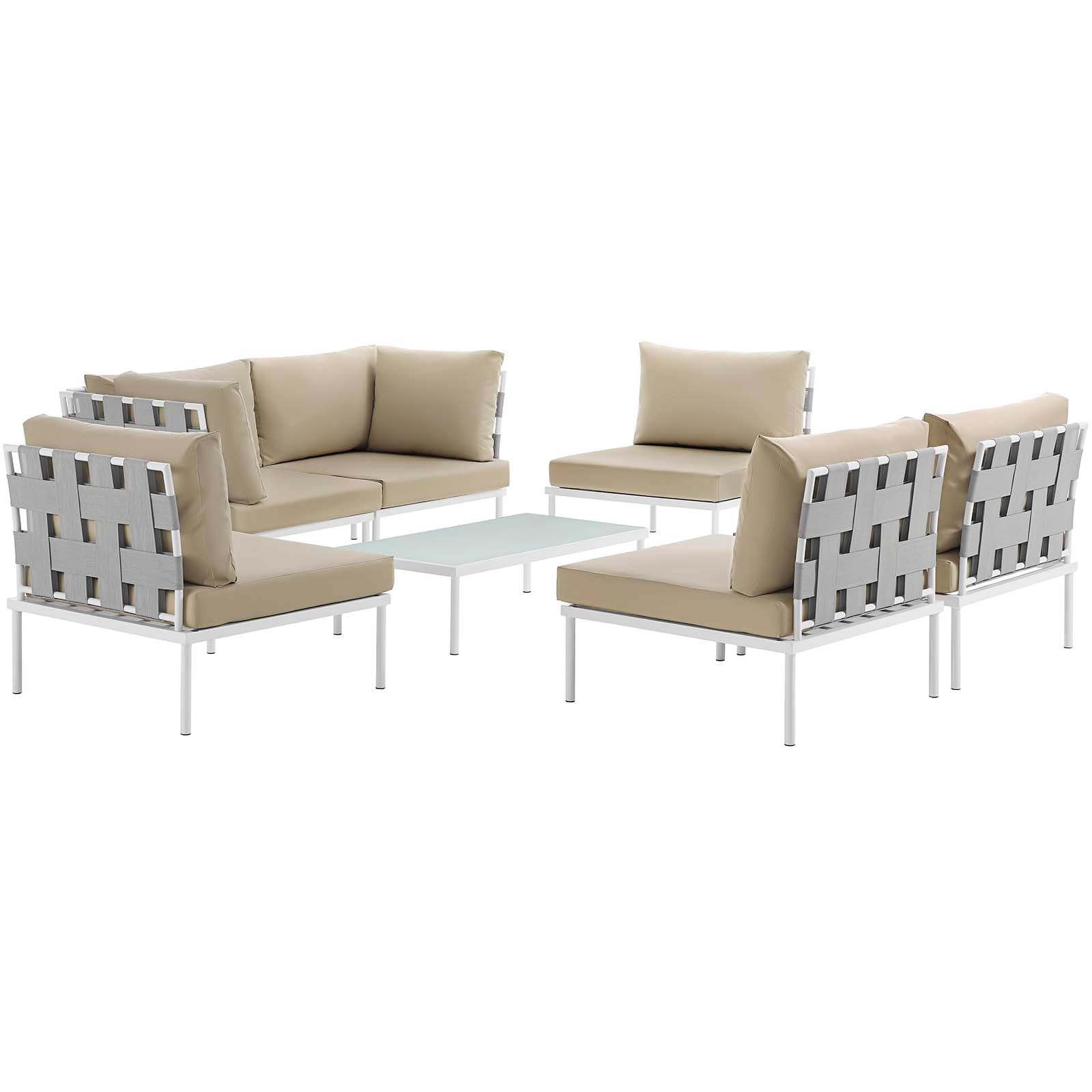 Harmony 7 Piece Outdoor Patio Aluminum Sectional Sofa Set-Outdoor Set-Modway-Wall2Wall Furnishings