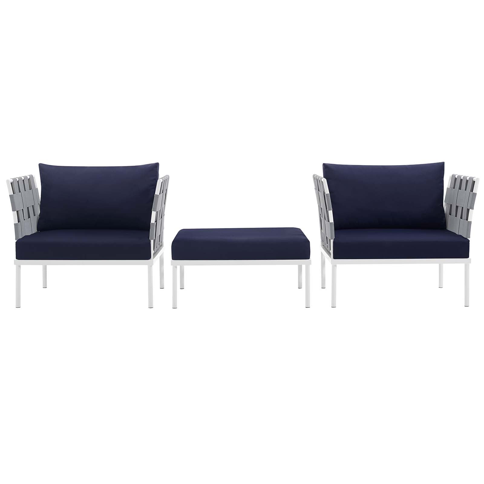 Harmony 3 Piece Outdoor Patio Aluminum Sectional Sofa Set-Outdoor Set-Modway-Wall2Wall Furnishings