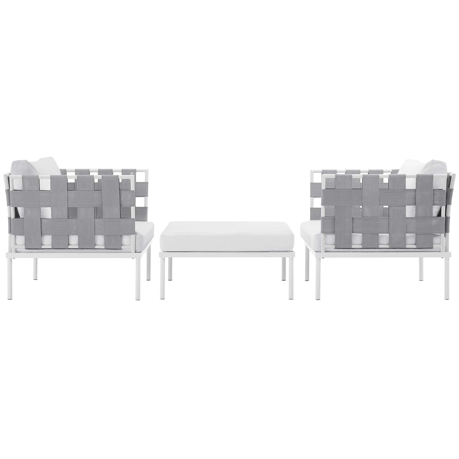 Harmony 3 Piece Outdoor Patio Aluminum Sectional Sofa Set-Outdoor Set-Modway-Wall2Wall Furnishings