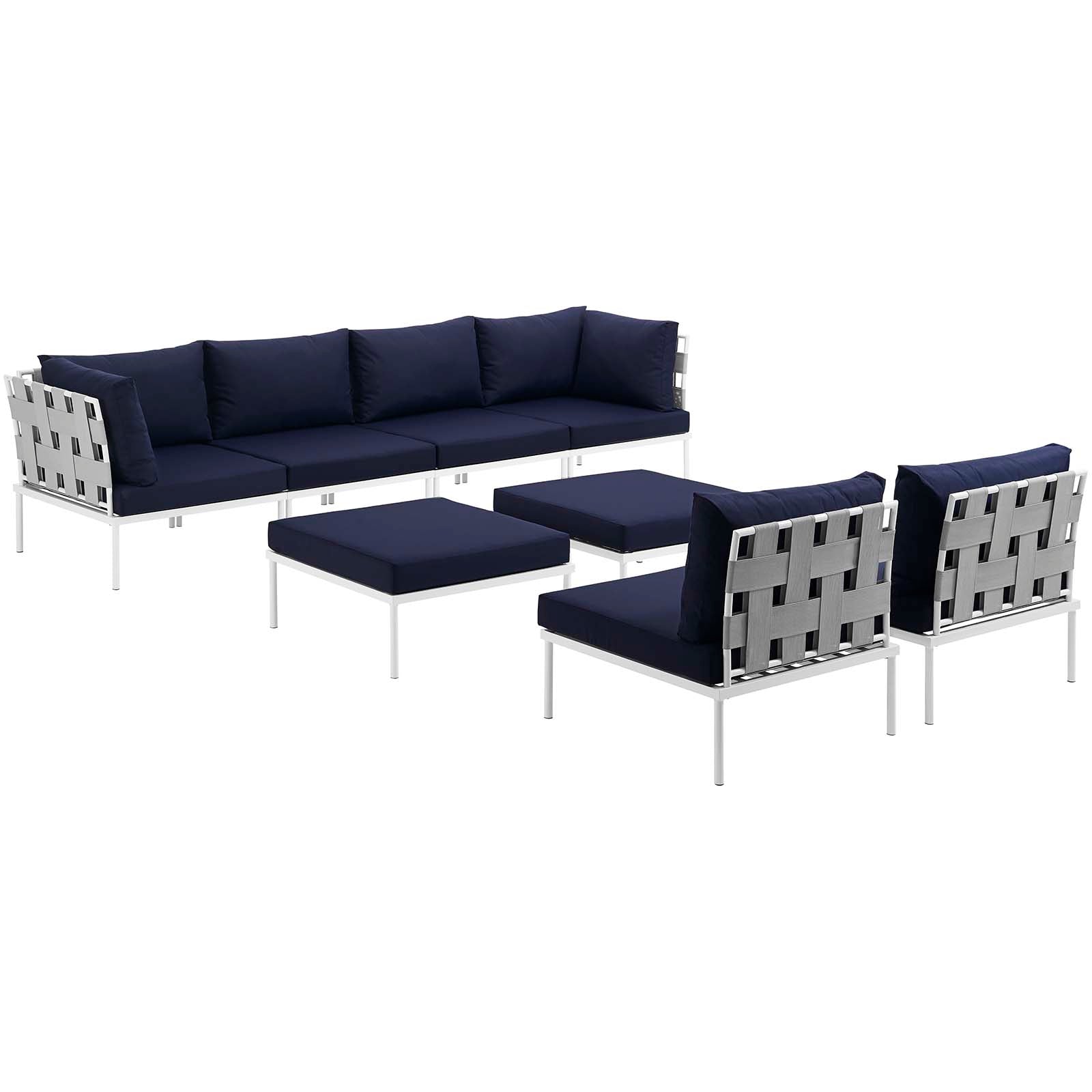Harmony 8 Piece Outdoor Patio Aluminum Sectional Sofa Set-Outdoor Set-Modway-Wall2Wall Furnishings