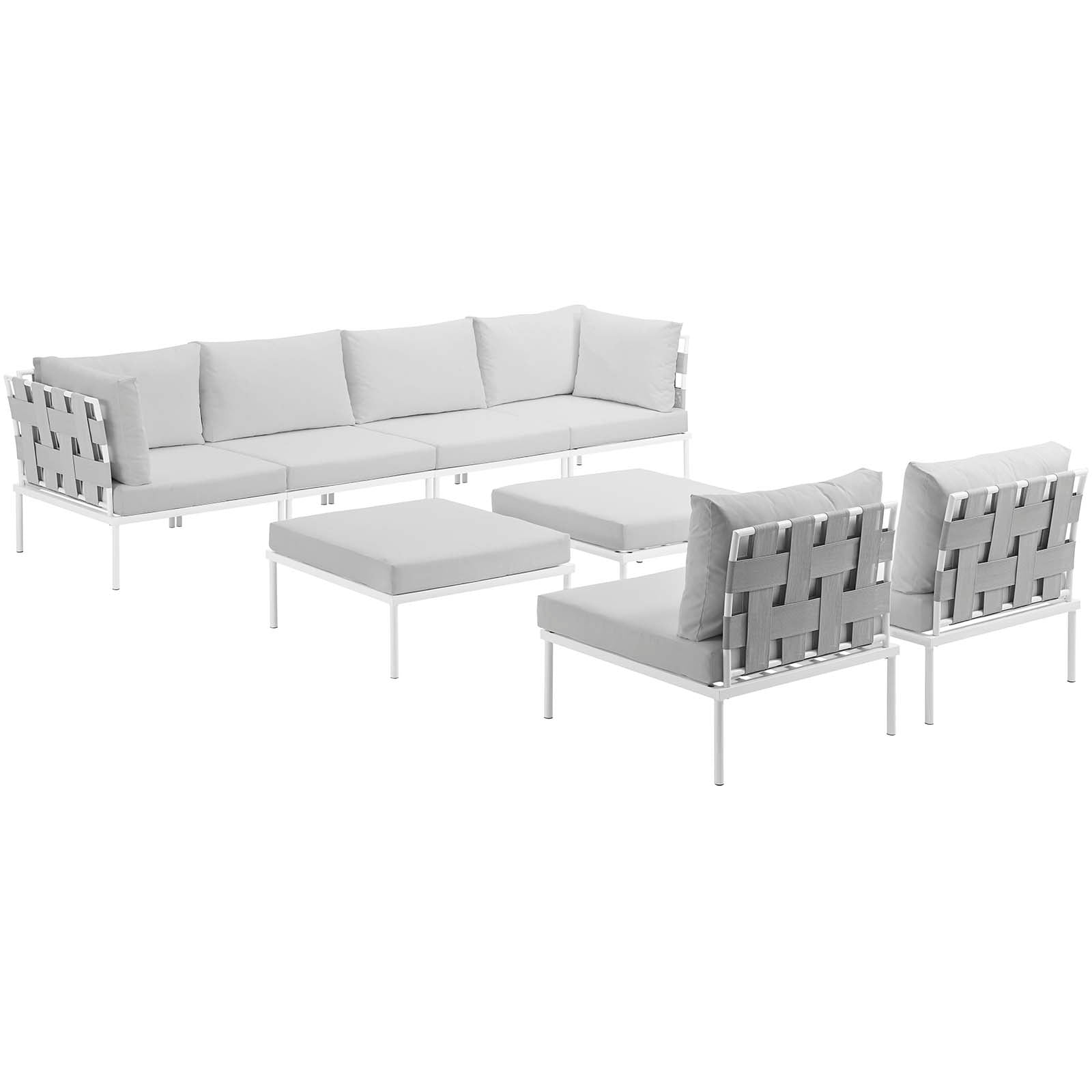 Harmony 8 Piece Outdoor Patio Aluminum Sectional Sofa Set-Outdoor Set-Modway-Wall2Wall Furnishings
