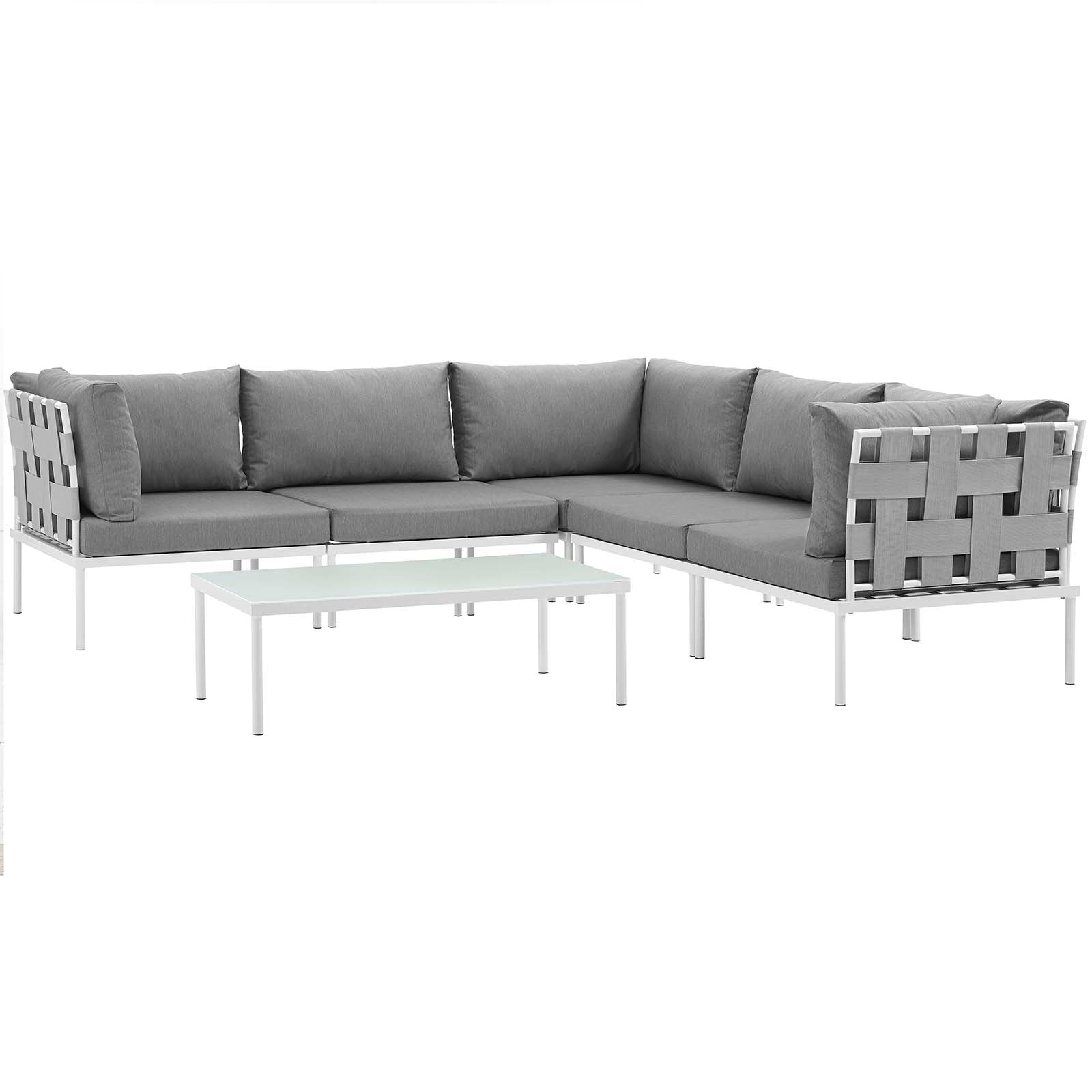 Harmony 6 Piece Outdoor Patio Aluminum Sectional Sofa Set-Outdoor Set-Modway-Wall2Wall Furnishings