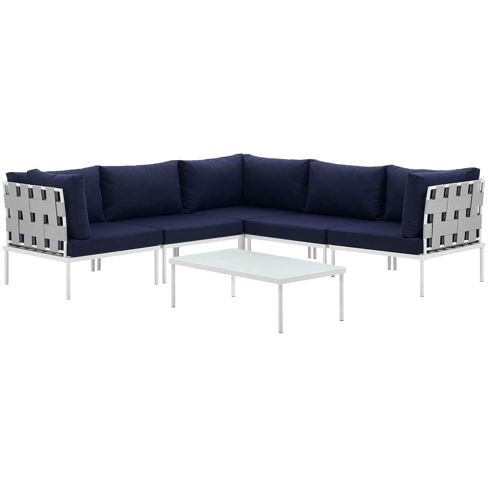 Harmony 6 Piece Outdoor Patio Aluminum Sectional Sofa Set-Outdoor Set-Modway-Wall2Wall Furnishings
