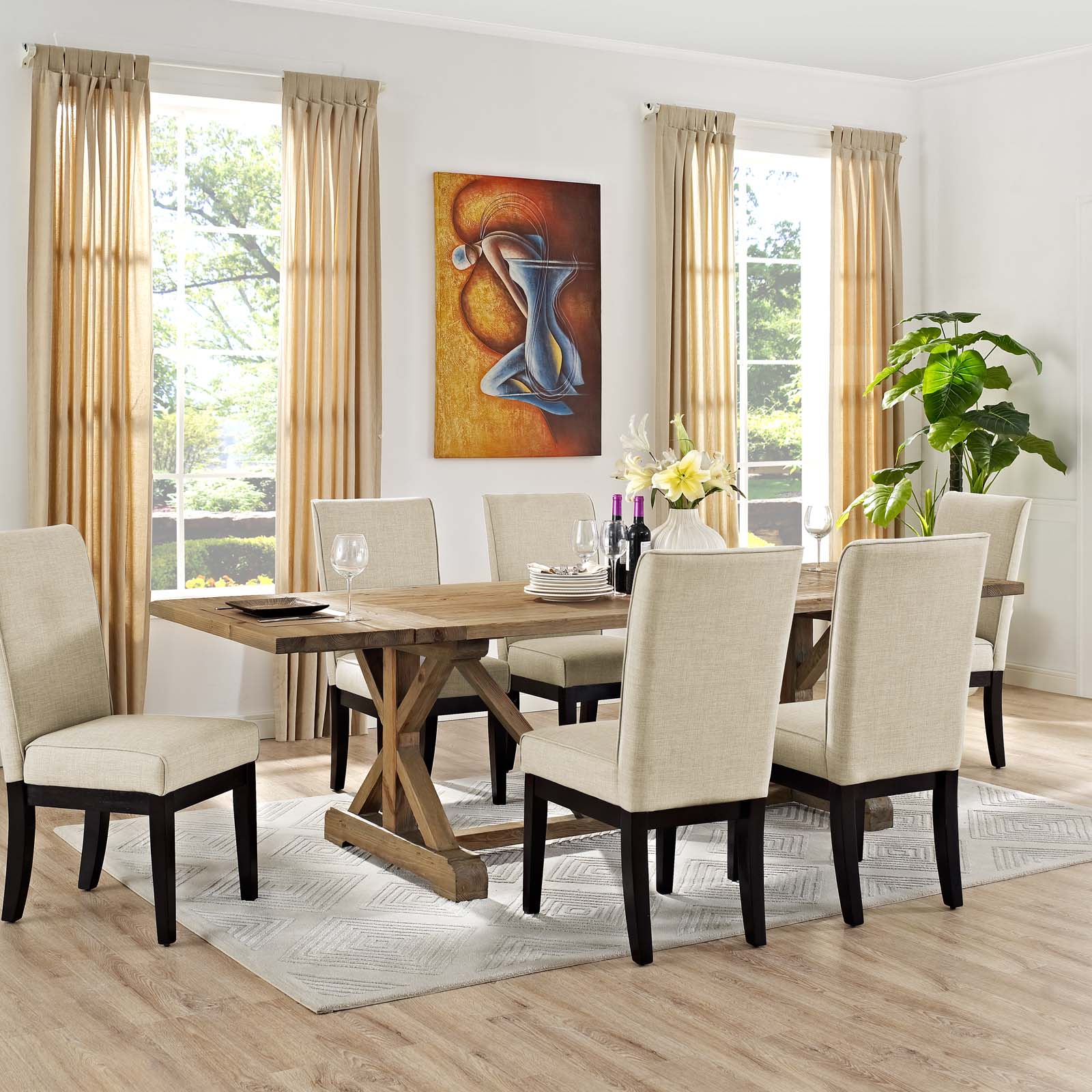 Den Extendable Wood Dining Table-Dining Table-Modway-Wall2Wall Furnishings