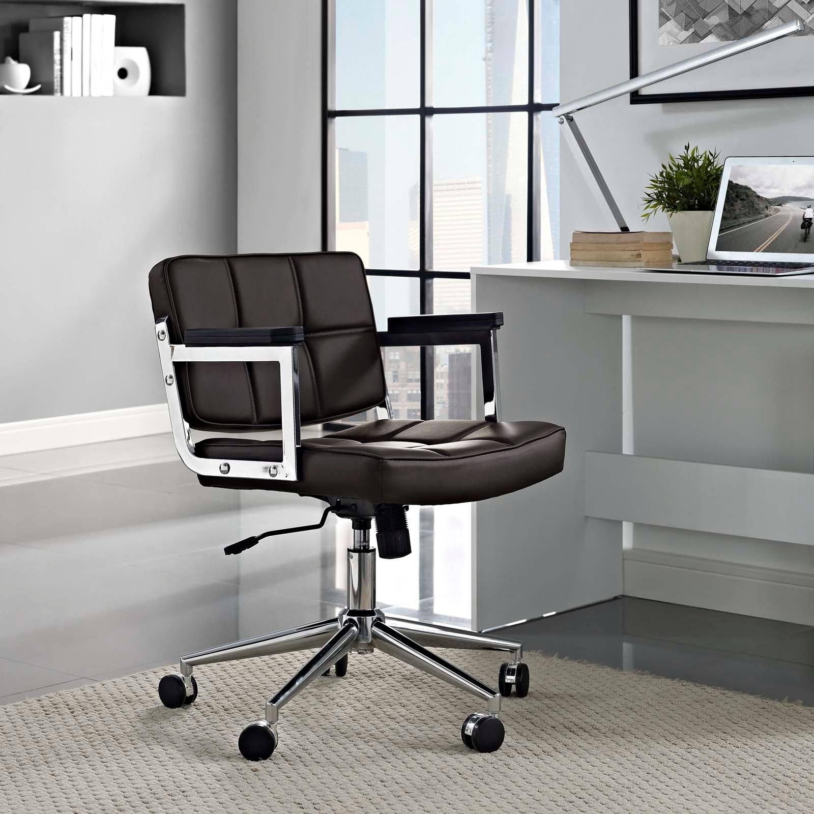 Portray Mid Back Upholstered Vinyl Office Chair-Office Chair-Modway-Wall2Wall Furnishings