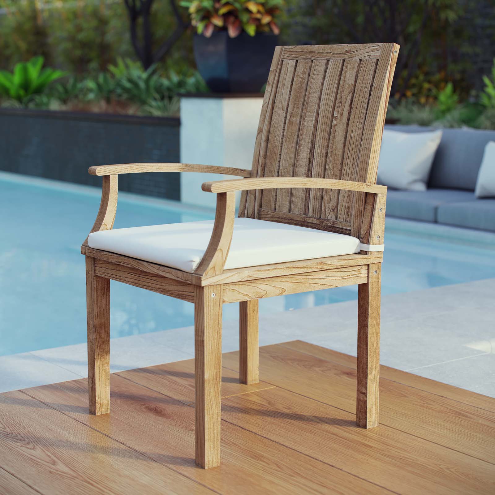 Marina Outdoor Patio Teak Dining Chair-Outdoor Dining Chair-Modway-Wall2Wall Furnishings