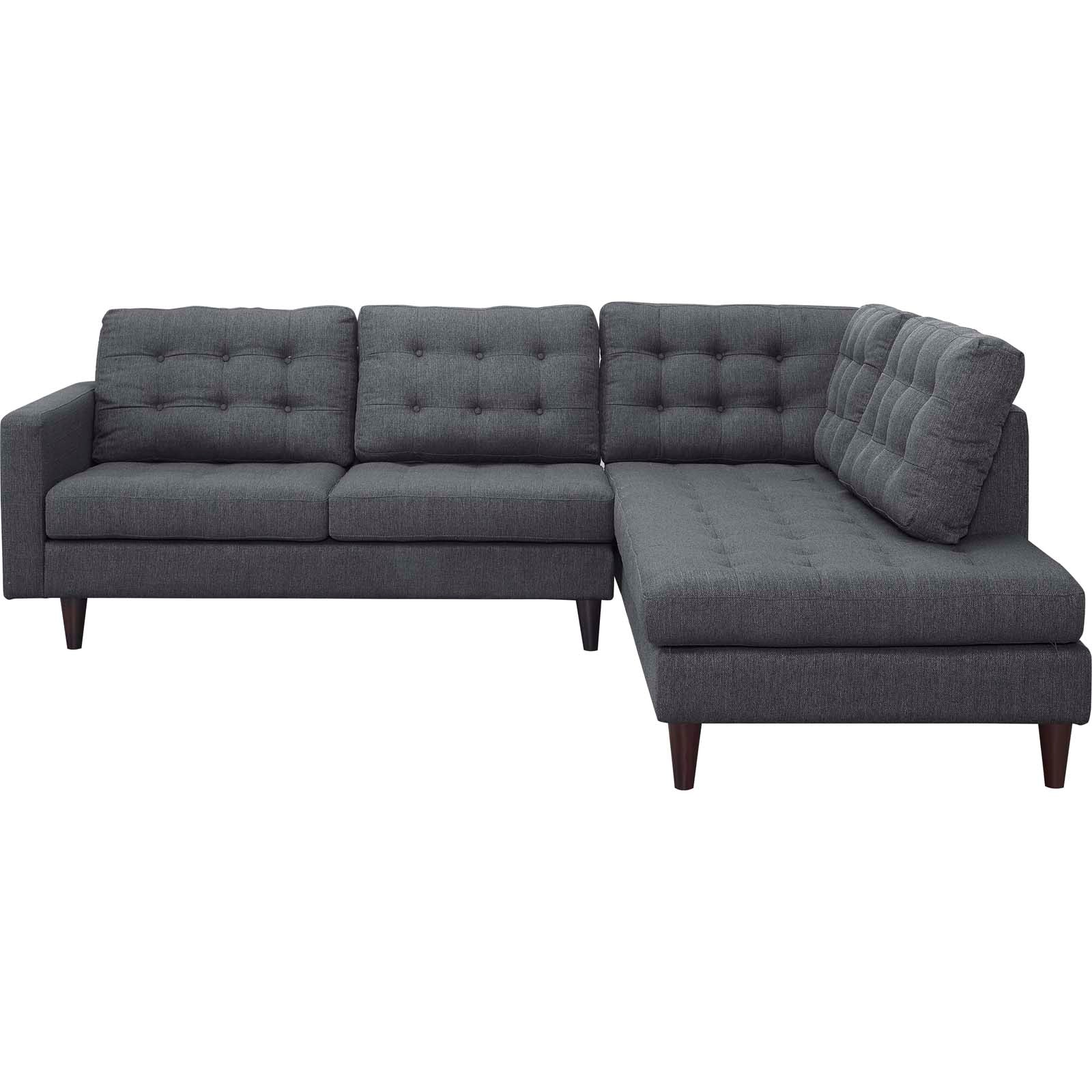 Empress 2 Piece Upholstered Fabric Right Facing Bumper Sectional-Sectional-Modway-Wall2Wall Furnishings
