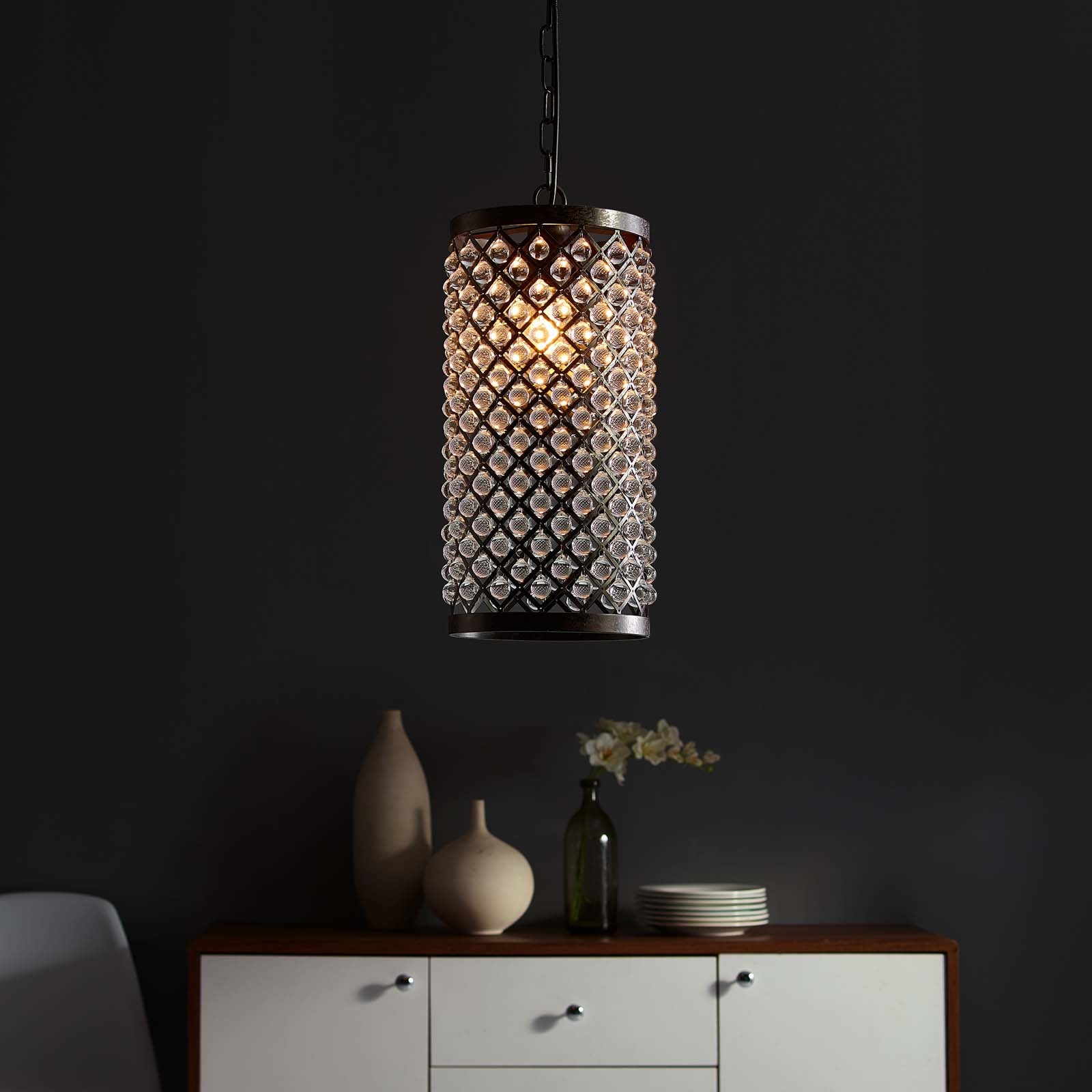 Reflect Glass and Metal Pendant Chandelier-Ceiling Lamp-Modway-Wall2Wall Furnishings