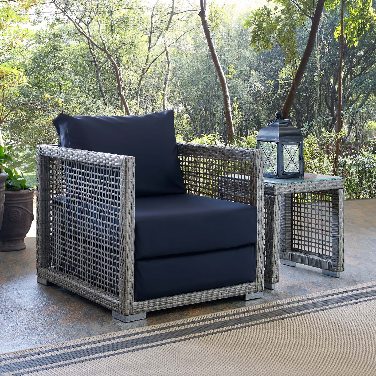 Aura Rattan Outdoor Patio Armchair-Outdoor Arm Chair-Modway-Wall2Wall Furnishings