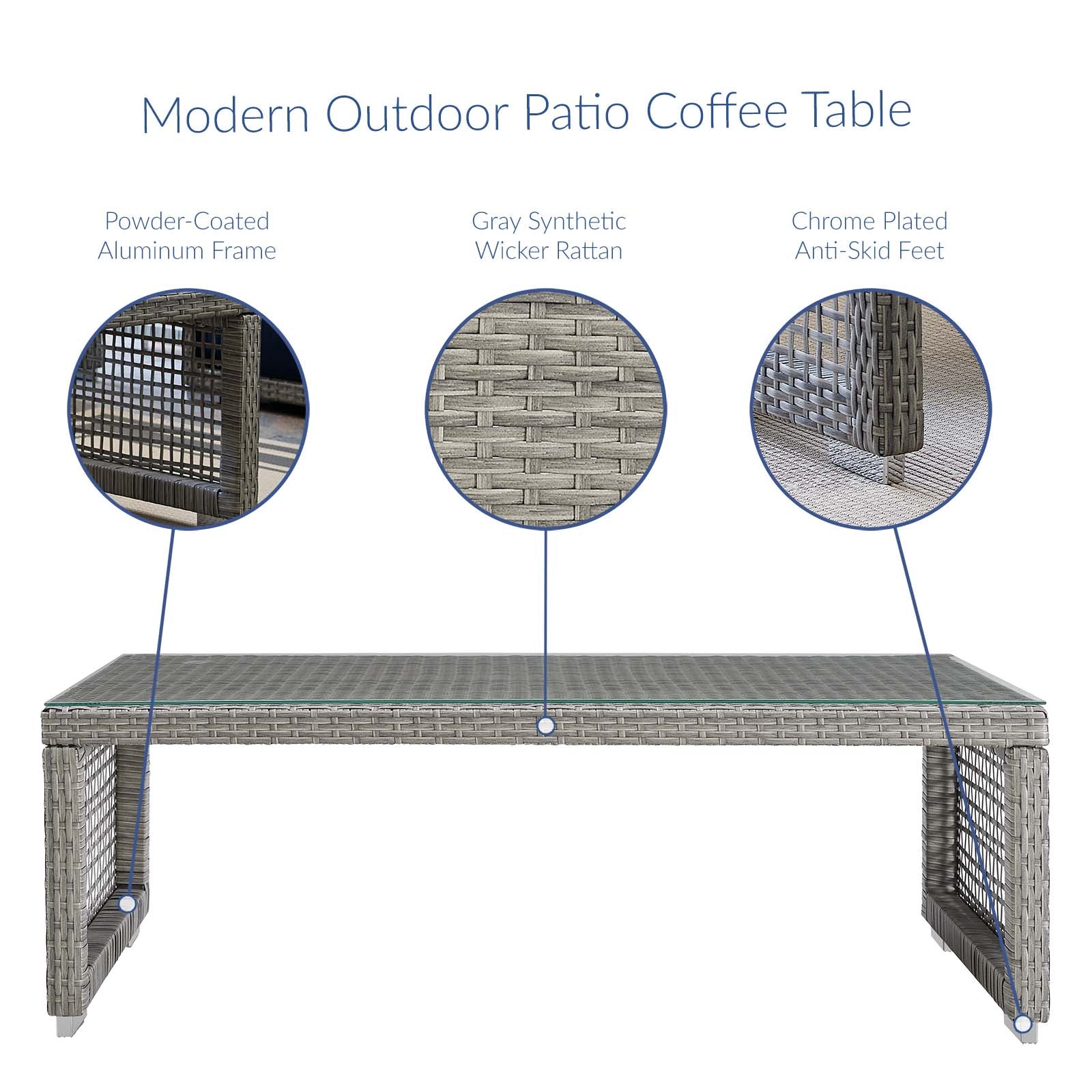 Aura Rattan Outdoor Patio Coffee Table-Outdoor Coffee Table-Modway-Wall2Wall Furnishings