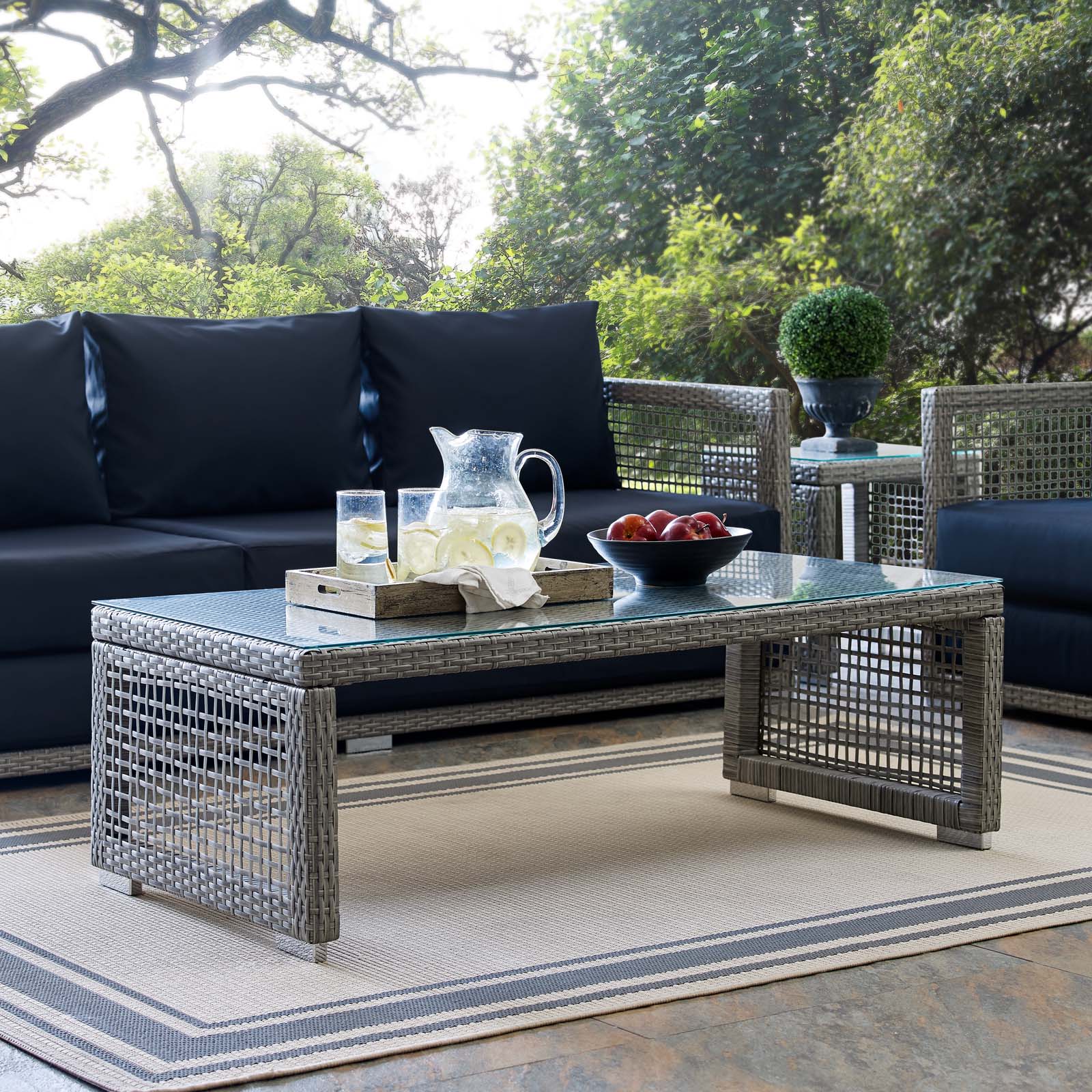 Aura Rattan Outdoor Patio Coffee Table-Outdoor Coffee Table-Modway-Wall2Wall Furnishings