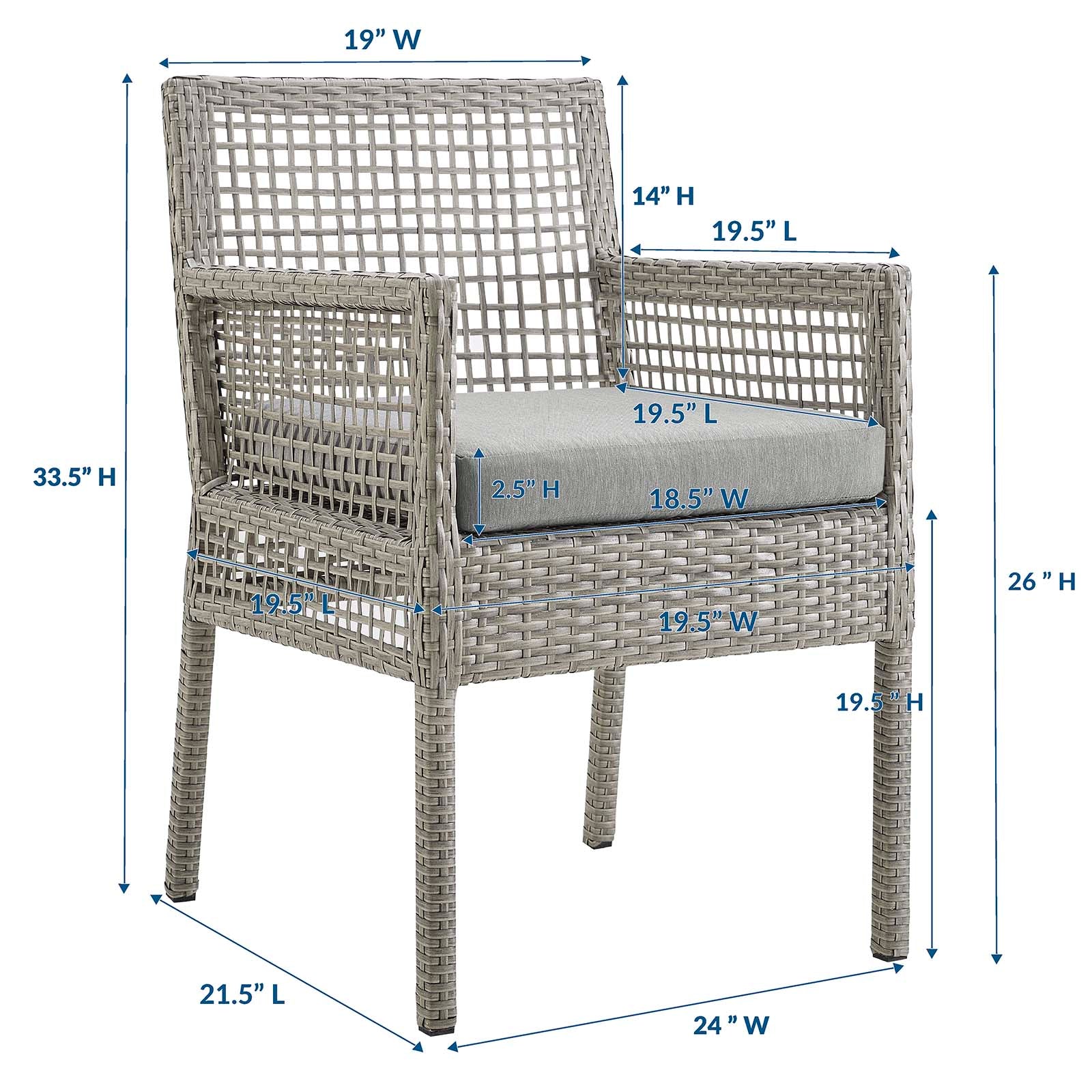 Aura Outdoor Patio Wicker Rattan Dining Armchair-Outdoor Dining Chair-Modway-Wall2Wall Furnishings