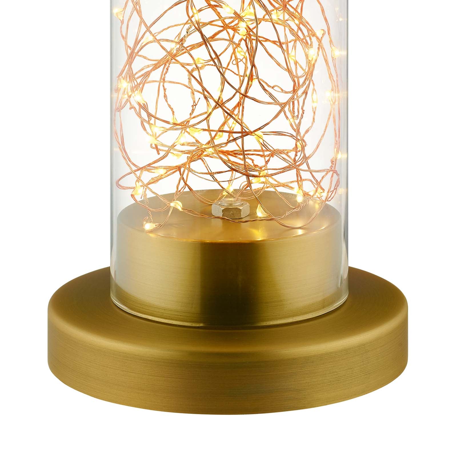 Adore Cylindrical-Shaped Clear Glass And Brass Table Lamp-Table Lamp-Modway-Wall2Wall Furnishings