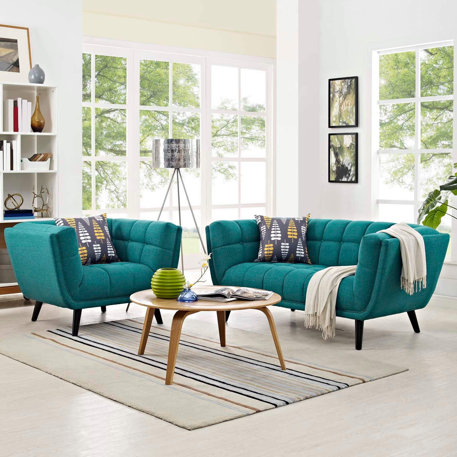 Bestow 2 Piece Upholstered Fabric Loveseat and Armchair Set-Sofa Set-Modway-Wall2Wall Furnishings