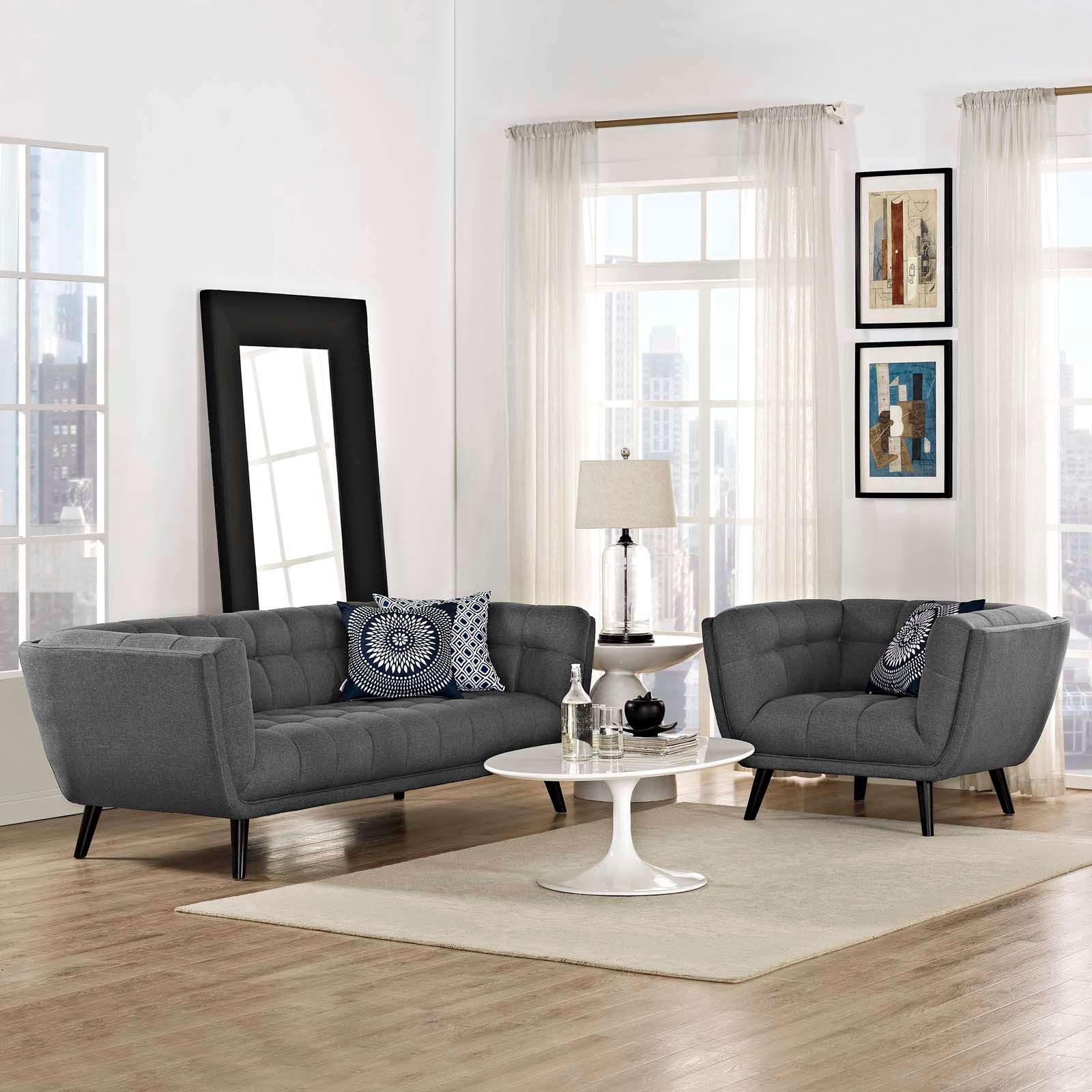 Bestow 2 Piece Upholstered Fabric Sofa and Armchair Set-Sofa Set-Modway-Wall2Wall Furnishings