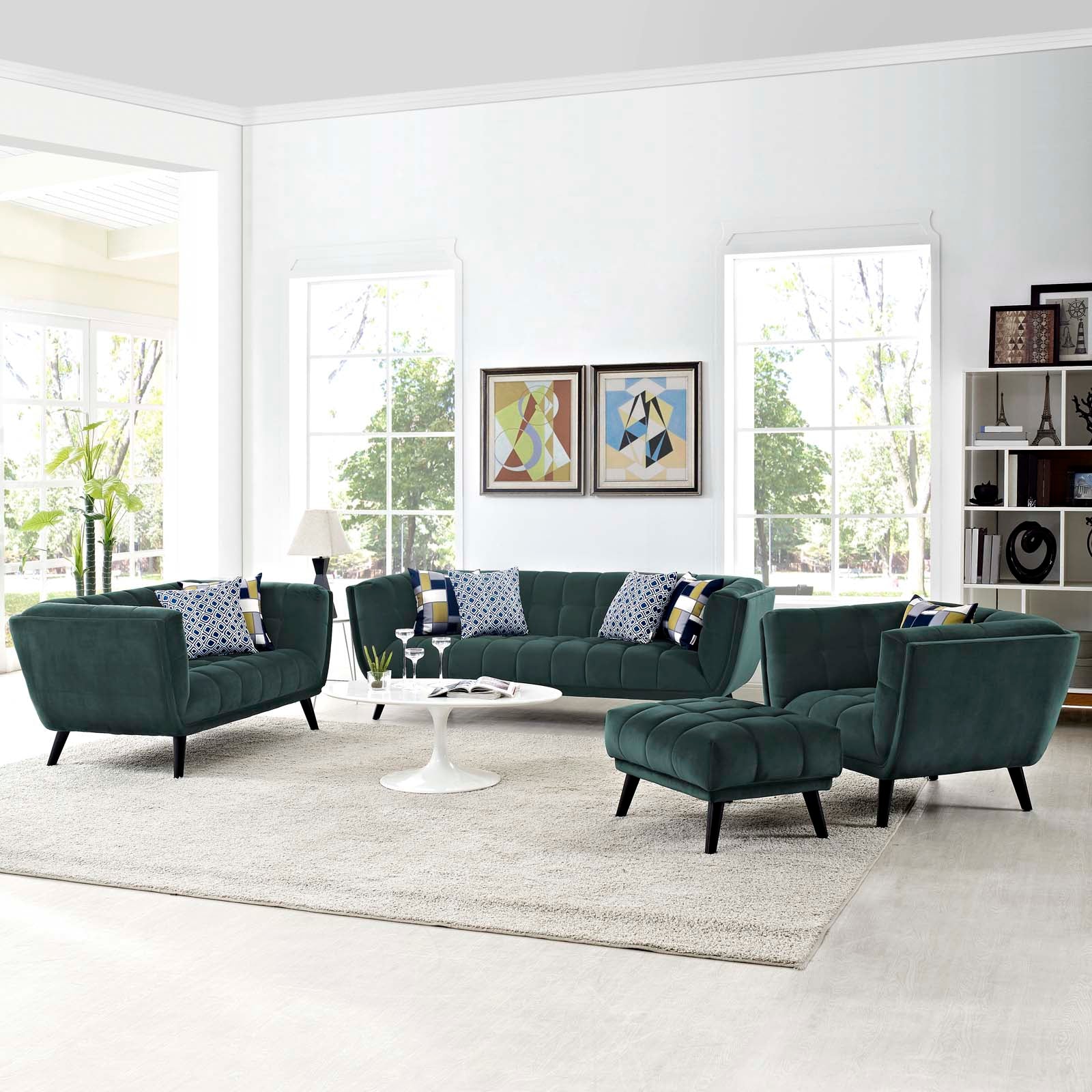 Bestow 3 Piece Velvet Sofa Loveseat and Armchair Set-Sofa Set-Modway-Wall2Wall Furnishings