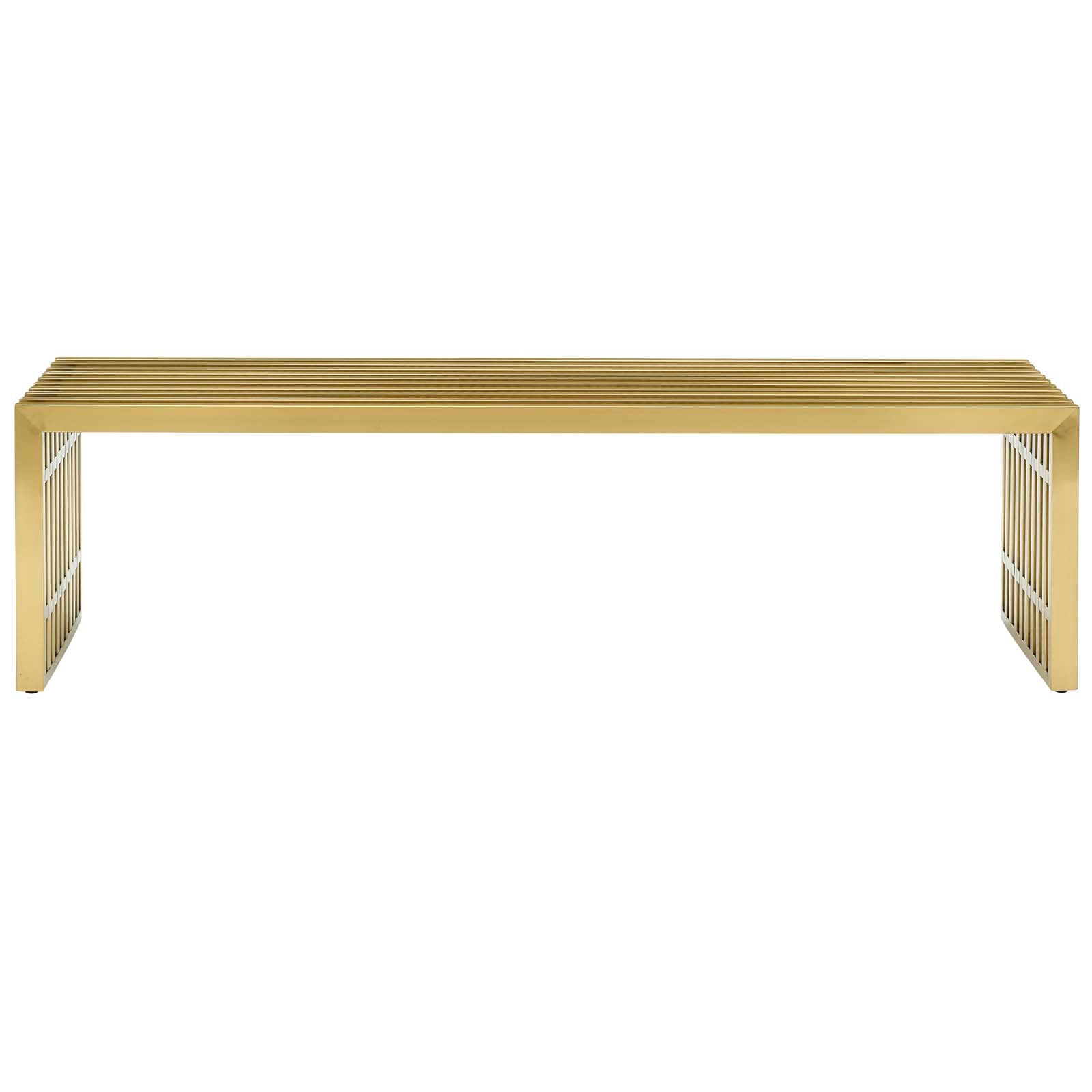 Gridiron Large Stainless Steel Bench-Bench-Modway-Wall2Wall Furnishings