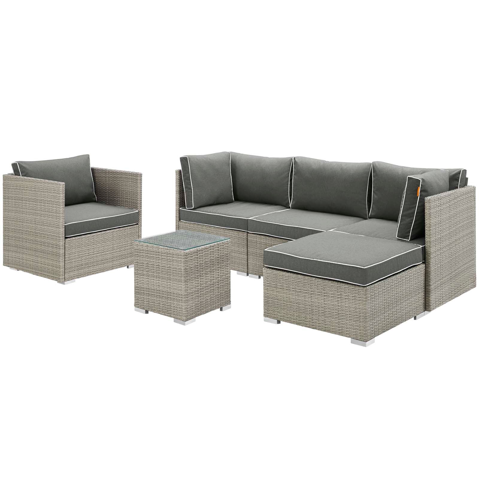 Repose 6 Piece Outdoor Patio Sectional Set-Outdoor Set-Modway-Wall2Wall Furnishings