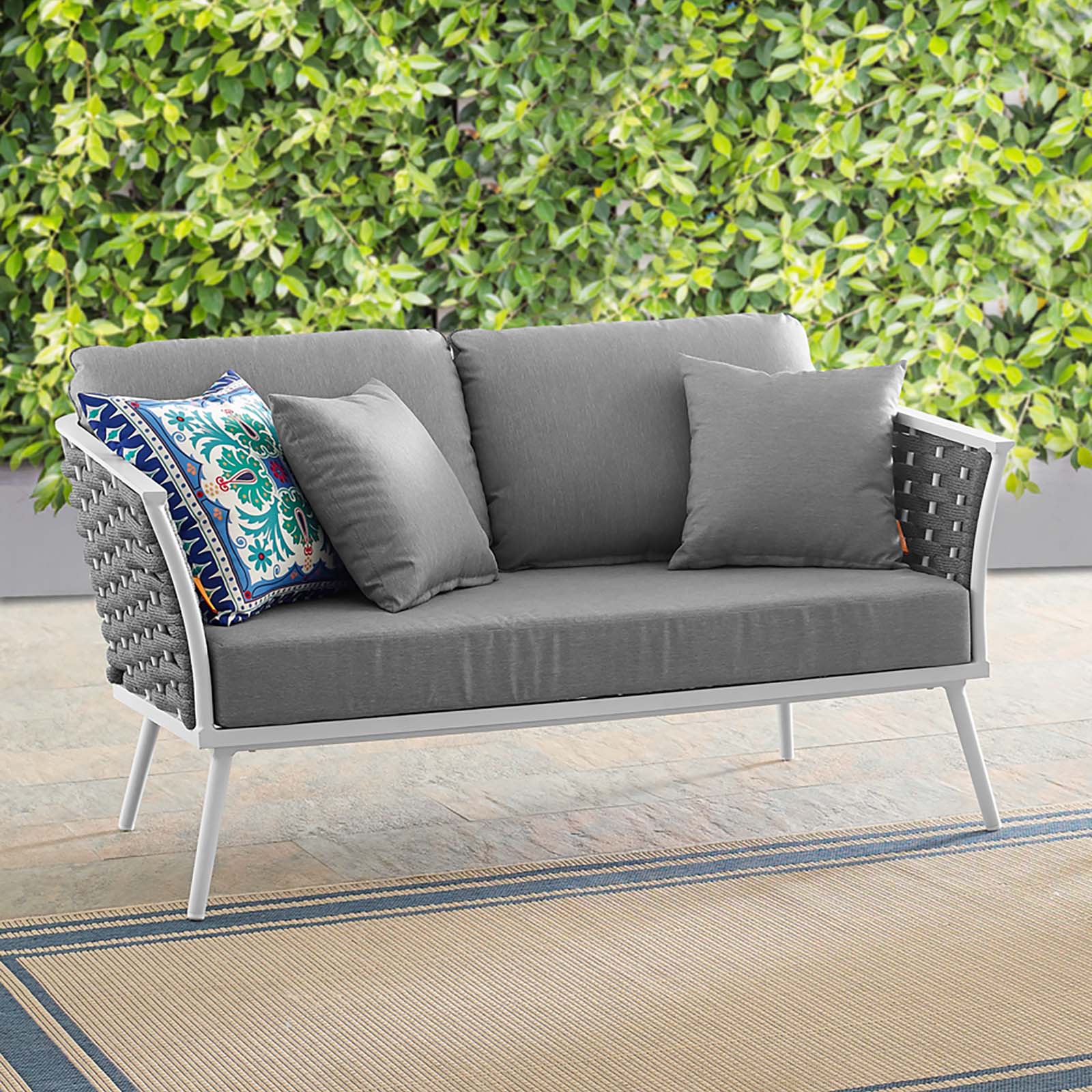 Stance Outdoor Patio Aluminum Loveseat-Outdoor Loveseat-Modway-Wall2Wall Furnishings