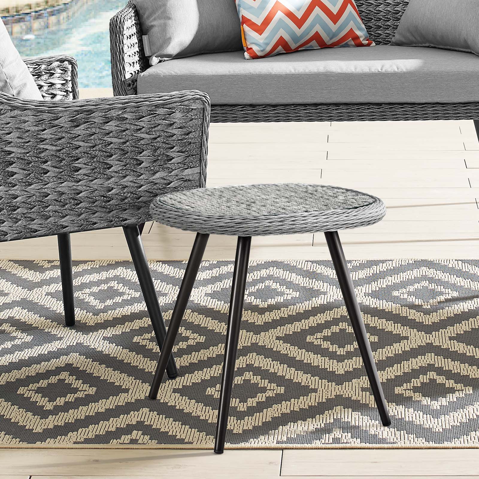 Endeavor Outdoor Patio Wicker Rattan Side Table-Outdoor Side Table-Modway-Wall2Wall Furnishings