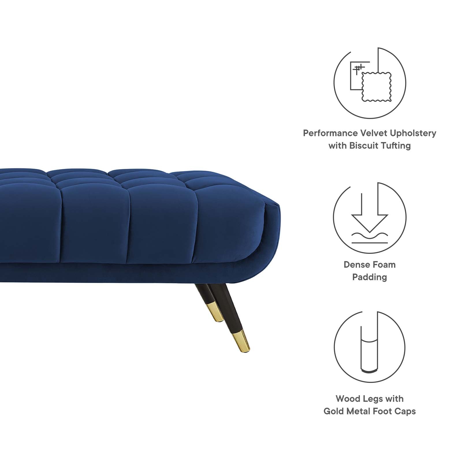 Adept Upholstered Velvet Bench-Bench-Modway-Wall2Wall Furnishings
