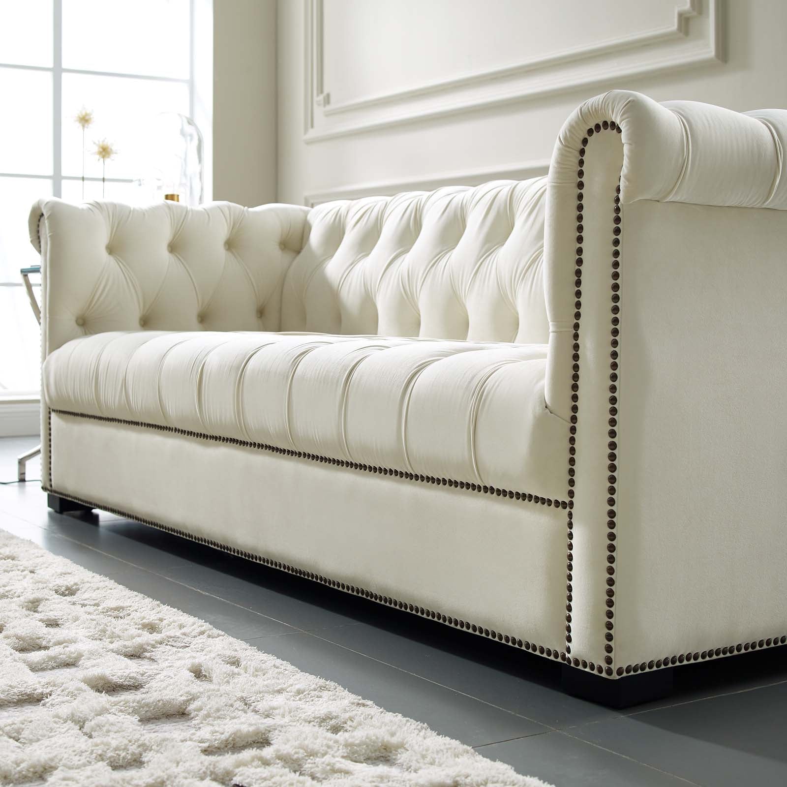 Heritage Upholstered Velvet Sofa-Sofa-Modway-Wall2Wall Furnishings
