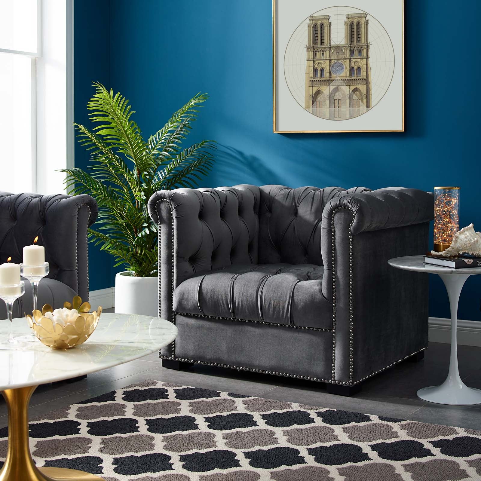 Heritage Performance Velvet Armchair-Armchair-Modway-Wall2Wall Furnishings