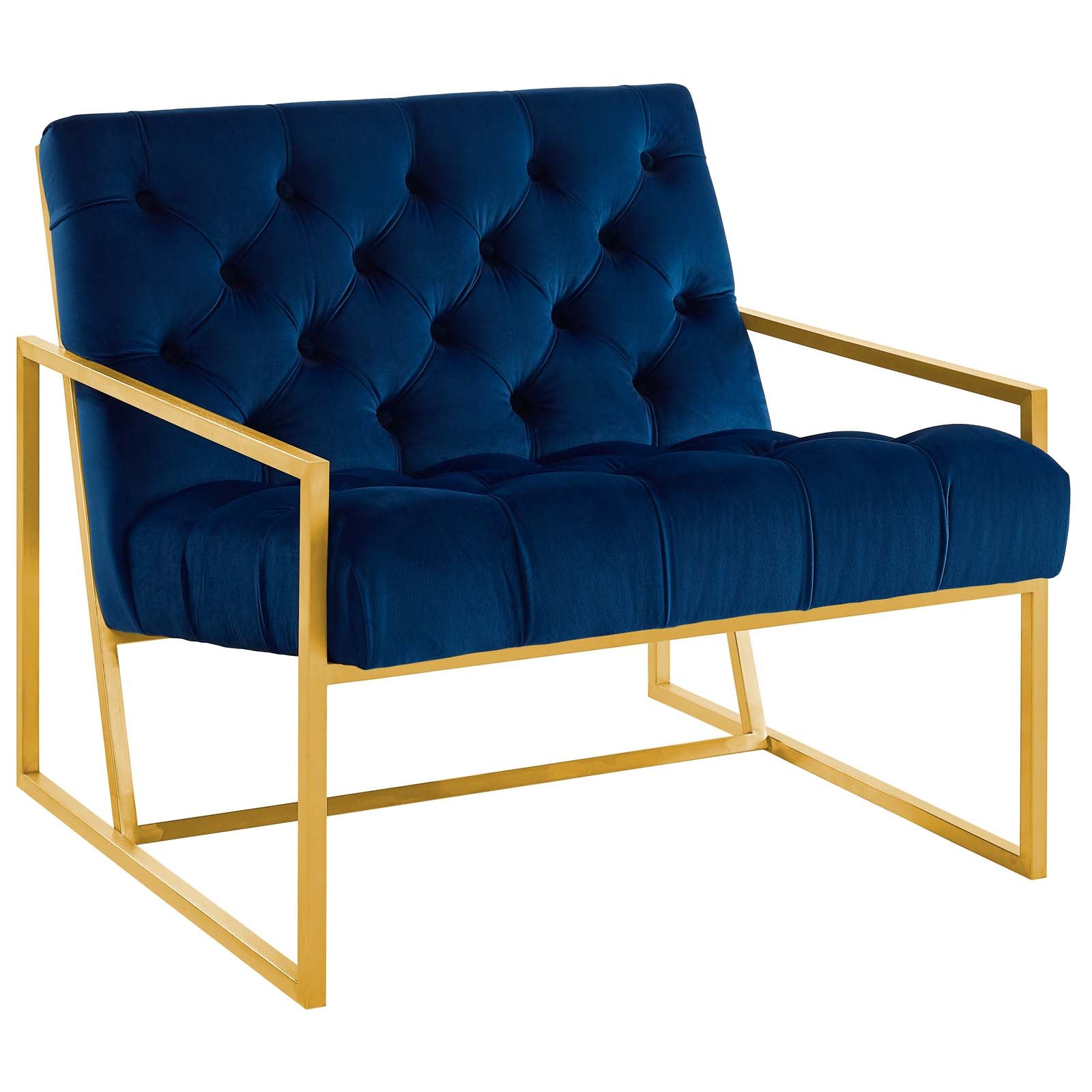 Bequest Gold Stainless Steel Performance Velvet Accent Chair-Chair-Modway-Wall2Wall Furnishings