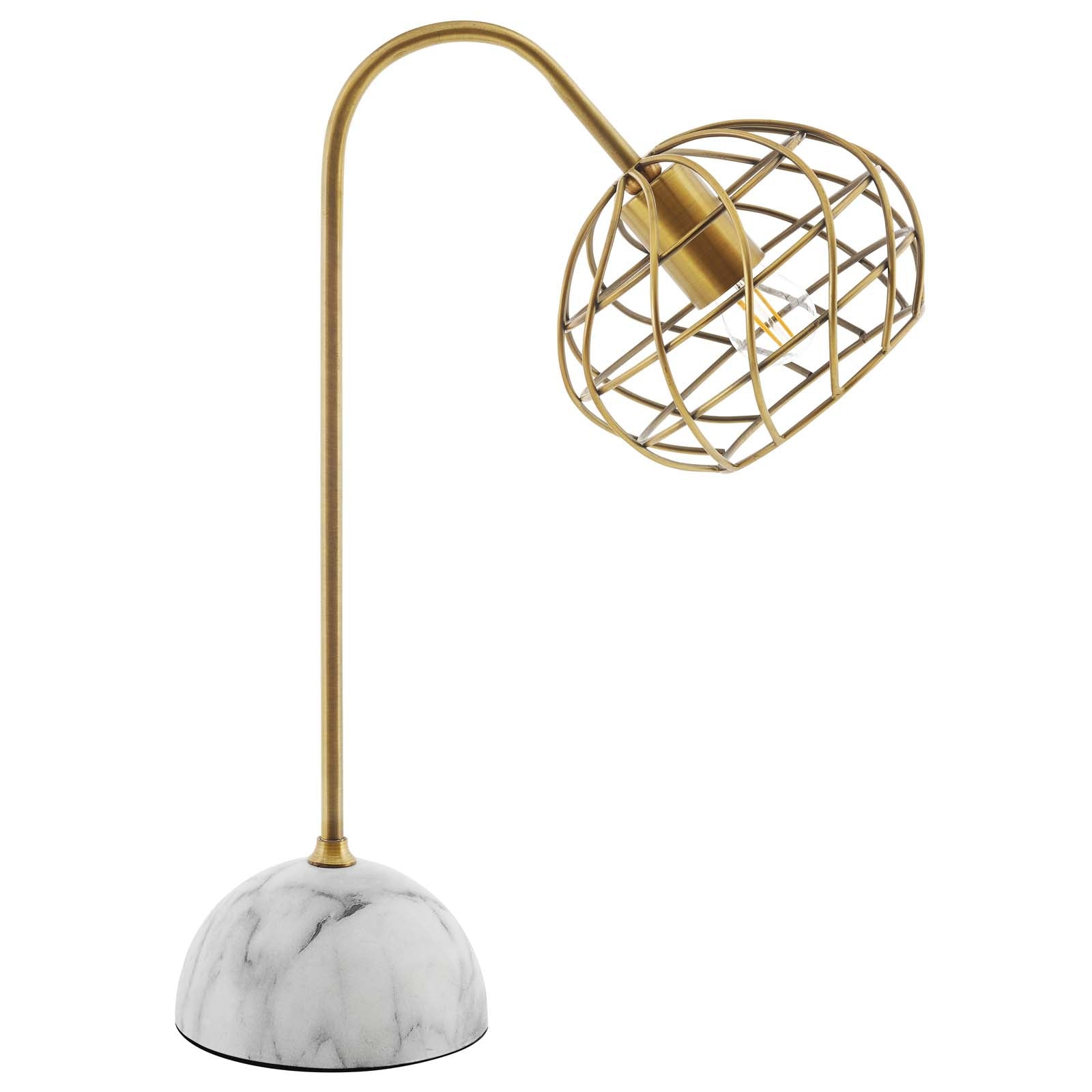 Salient Brass and Faux White Marble Table Lamp-Table Lamp-Modway-Wall2Wall Furnishings