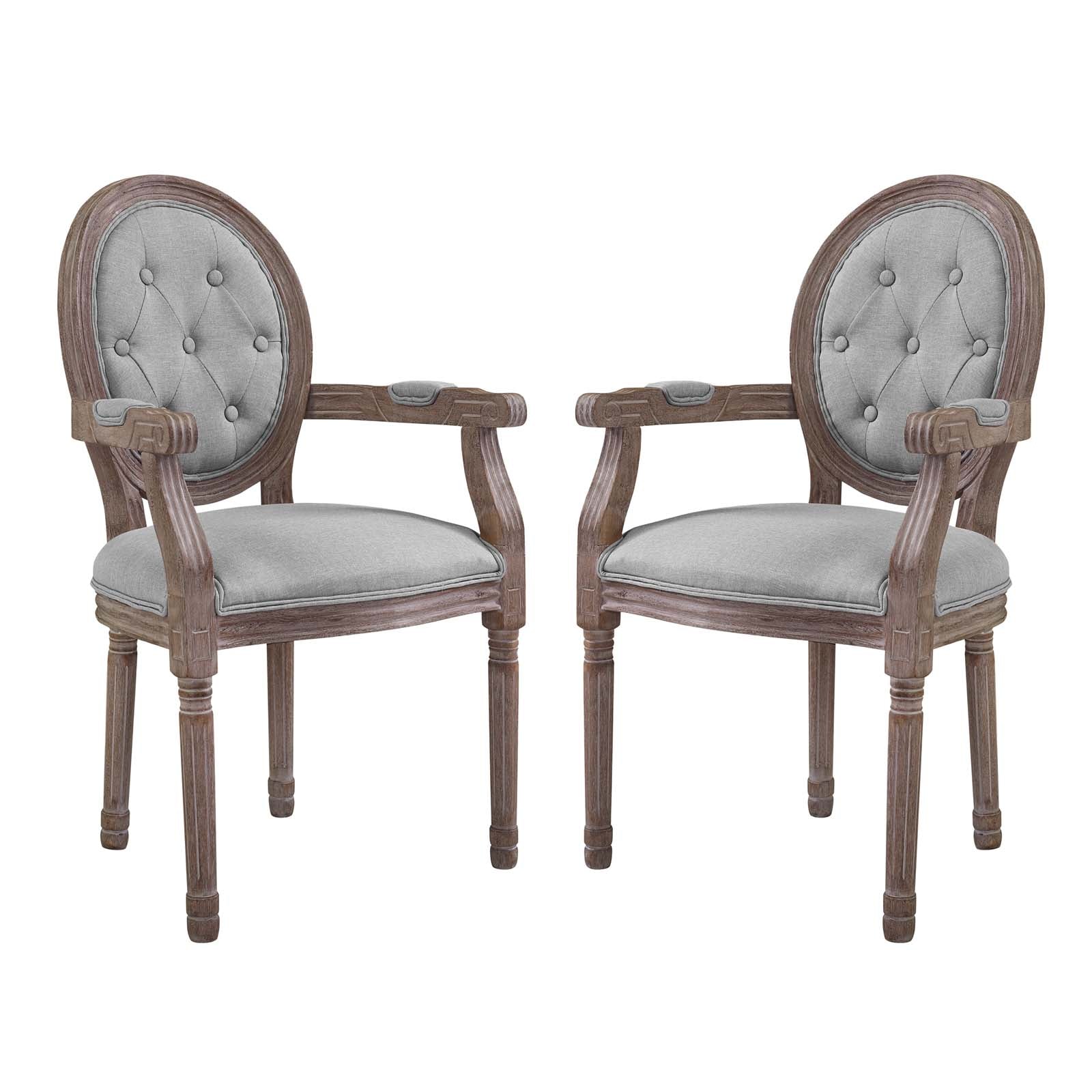 Arise Vintage French Upholstered Fabric Dining Armchair Set of 2-Dining Chair-Modway-Wall2Wall Furnishings