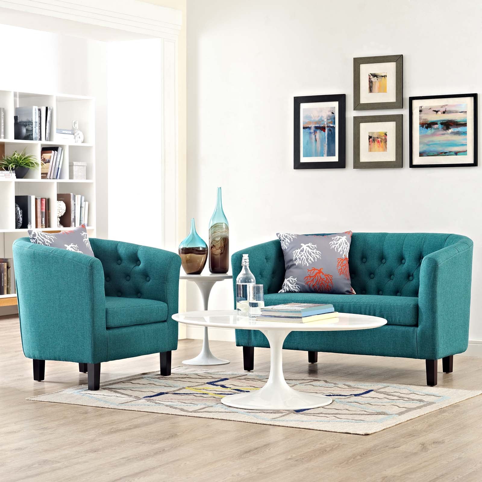Prospect 2 Piece Upholstered Fabric Loveseat and Armchair Set-Sofa Set-Modway-Wall2Wall Furnishings