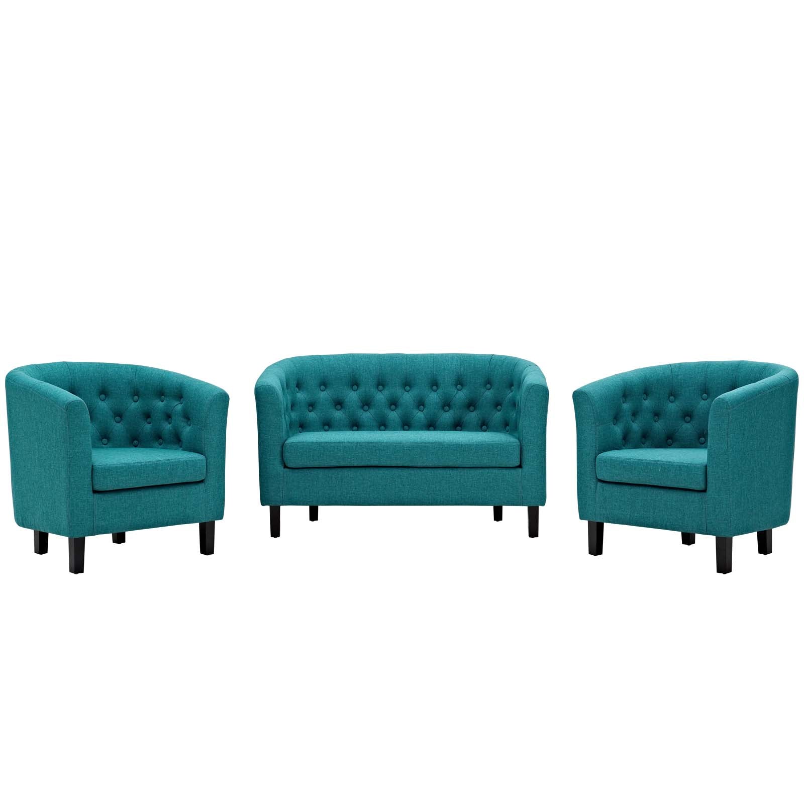 Prospect 3 Piece Upholstered Fabric Loveseat and Armchair Set-Sofa Set-Modway-Wall2Wall Furnishings