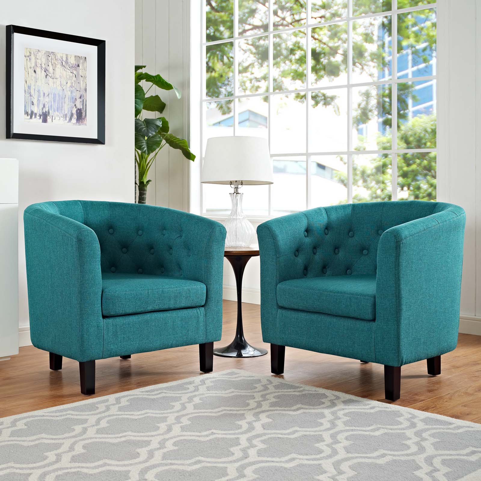 Prospect 2 Piece Upholstered Fabric Armchair Set-Sofa Set-Modway-Wall2Wall Furnishings