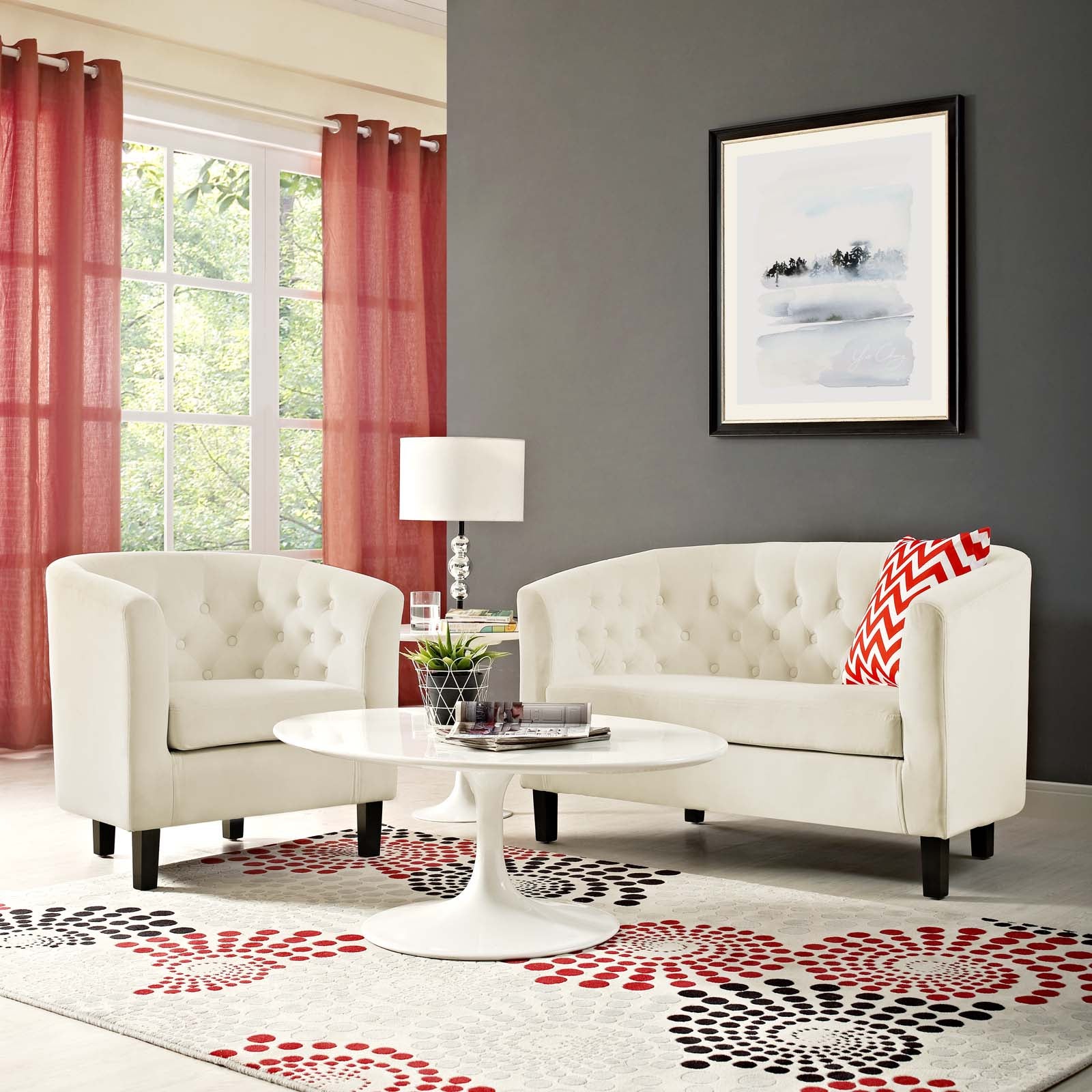 Prospect 2 Piece Velvet Loveseat and Armchair Set-Sofa Set-Modway-Wall2Wall Furnishings