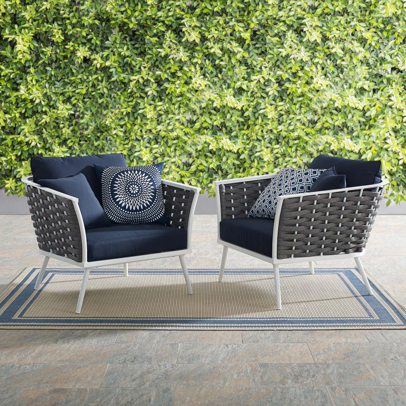 Stance Armchair Outdoor Patio Aluminum Set of 2-Outdoor Set-Modway-Wall2Wall Furnishings
