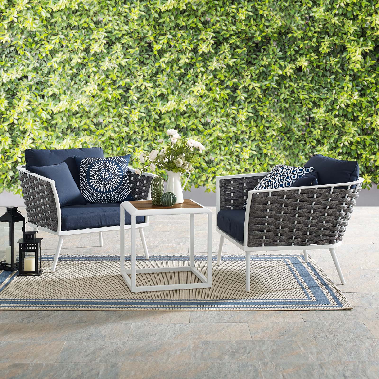 Stance 3 Piece Outdoor Patio Aluminum Sectional Sofa Set-Outdoor Set-Modway-Wall2Wall Furnishings