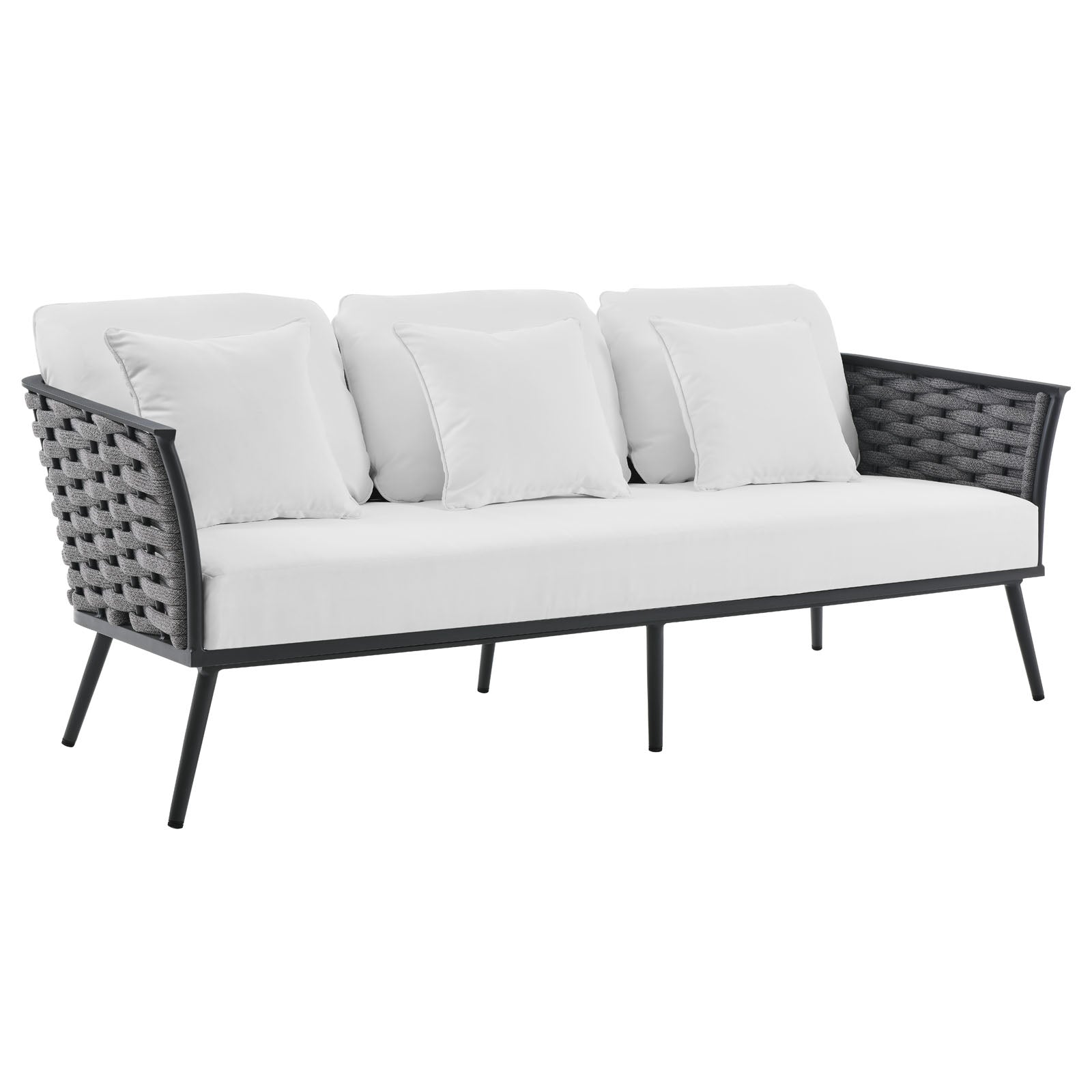 Stance 3 Piece Outdoor Patio Aluminum Sectional Sofa Set-Outdoor Set-Modway-Wall2Wall Furnishings