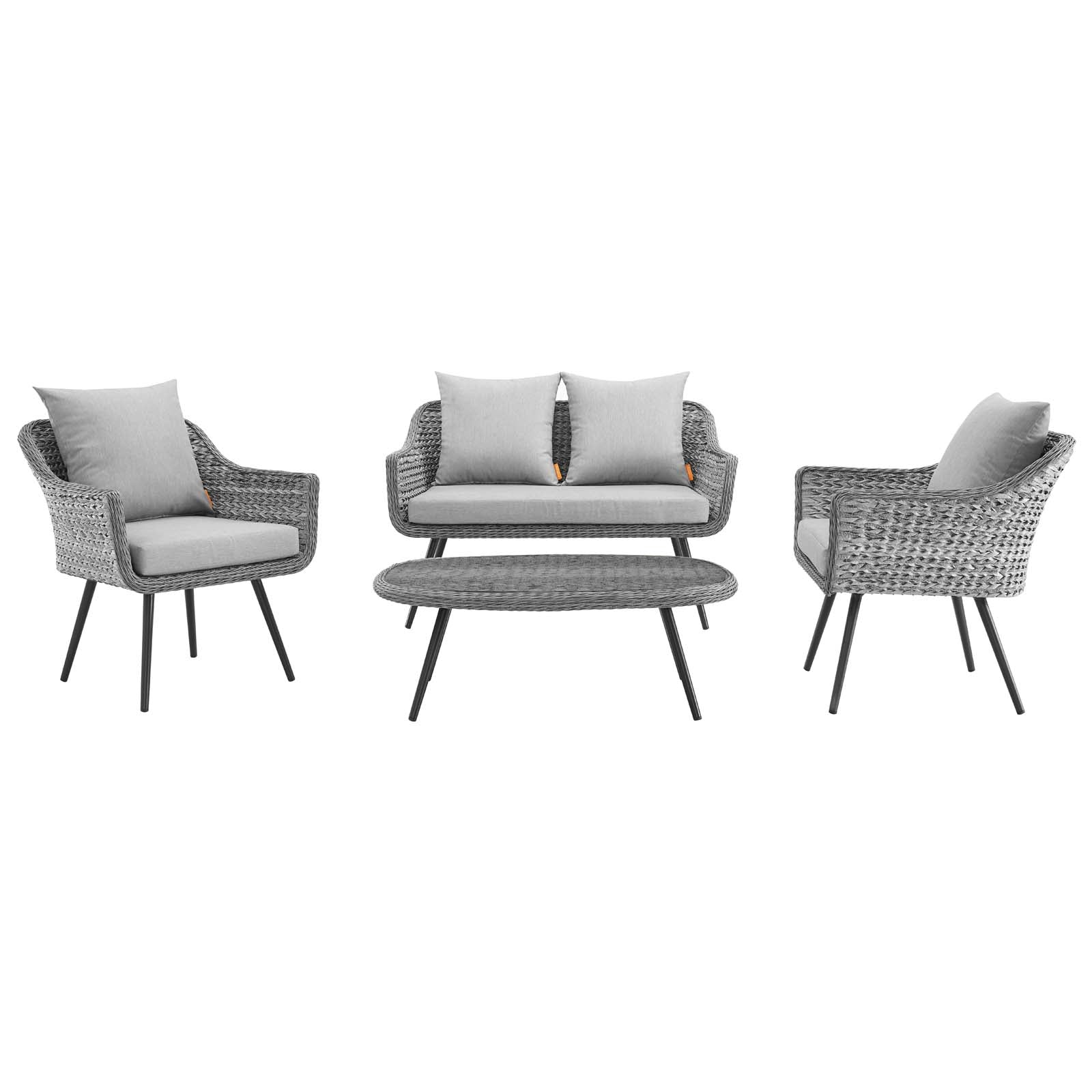 Endeavor 4 Piece Outdoor Patio Wicker Rattan Sectional Sofa Set-Outdoor Set-Modway-Wall2Wall Furnishings