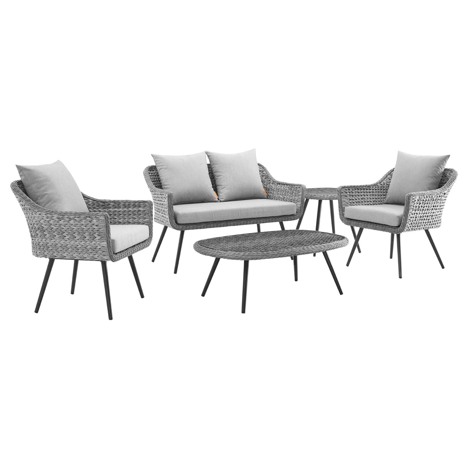 Endeavor 5 Piece Outdoor Patio Wicker Rattan Sectional Sofa Set-Outdoor Set-Modway-Wall2Wall Furnishings