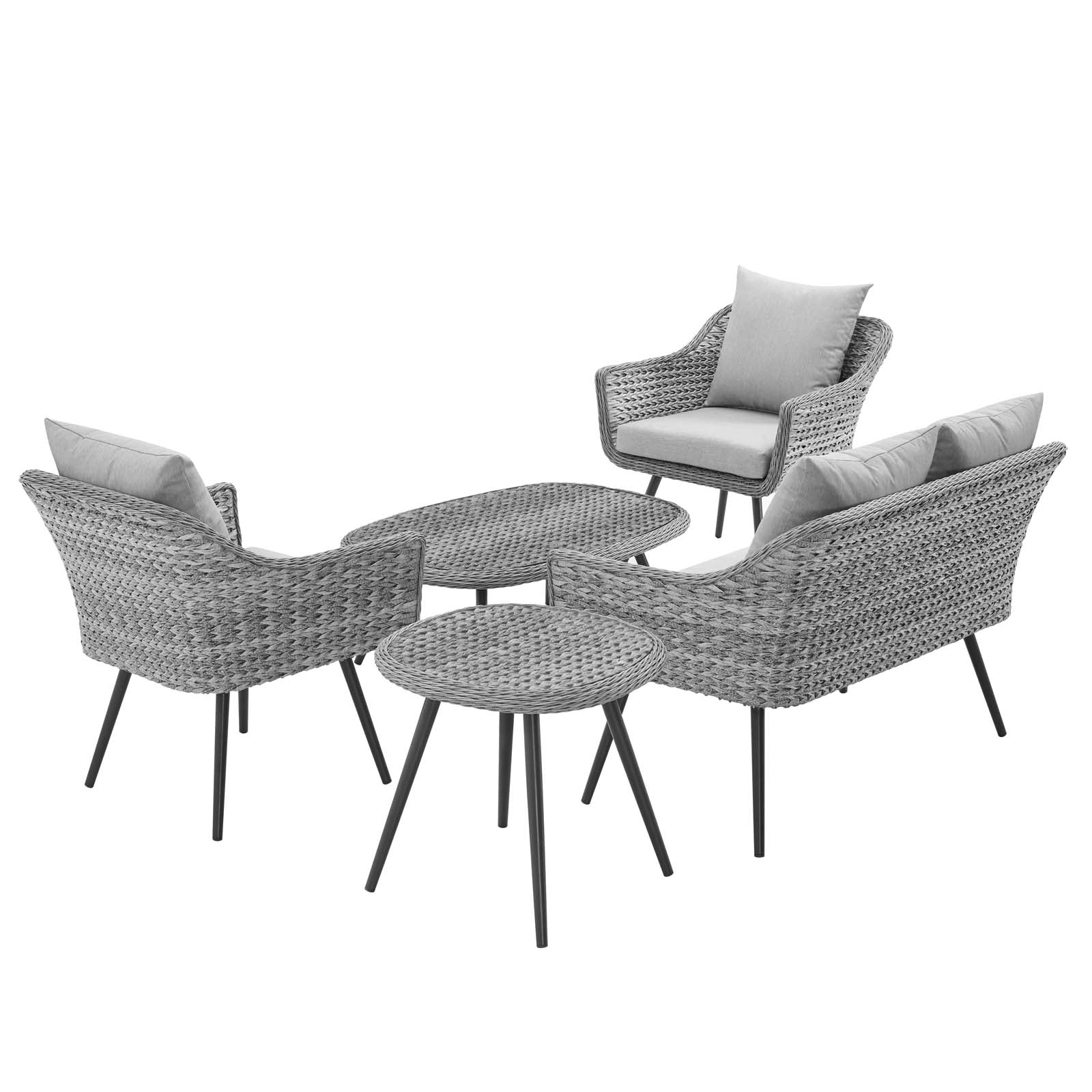 Endeavor 5 Piece Outdoor Patio Wicker Rattan Sectional Sofa Set-Outdoor Set-Modway-Wall2Wall Furnishings