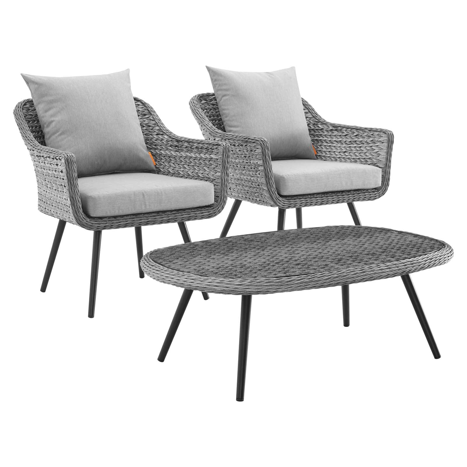 Endeavor 3 Piece Outdoor Patio Wicker Rattan Sectional Sofa Set-Outdoor Set-Modway-Wall2Wall Furnishings