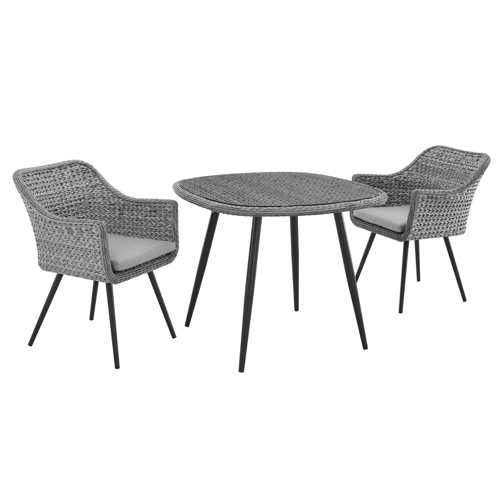 Endeavor 3 Piece Outdoor Patio Wicker Rattan Dining Set-Outdoor Dining Set-Modway-Wall2Wall Furnishings