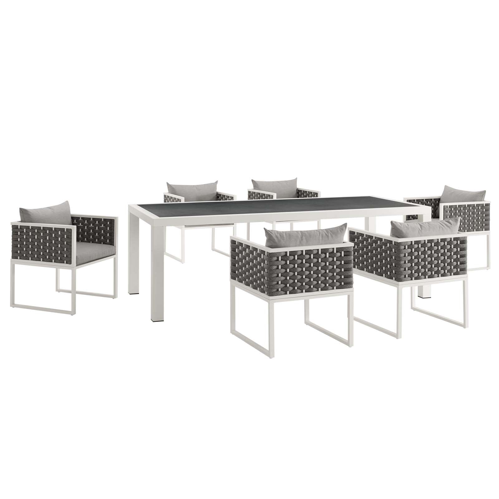 Stance 7 Piece Outdoor Patio Aluminum Dining Set-Outdoor Dining Set-Modway-Wall2Wall Furnishings