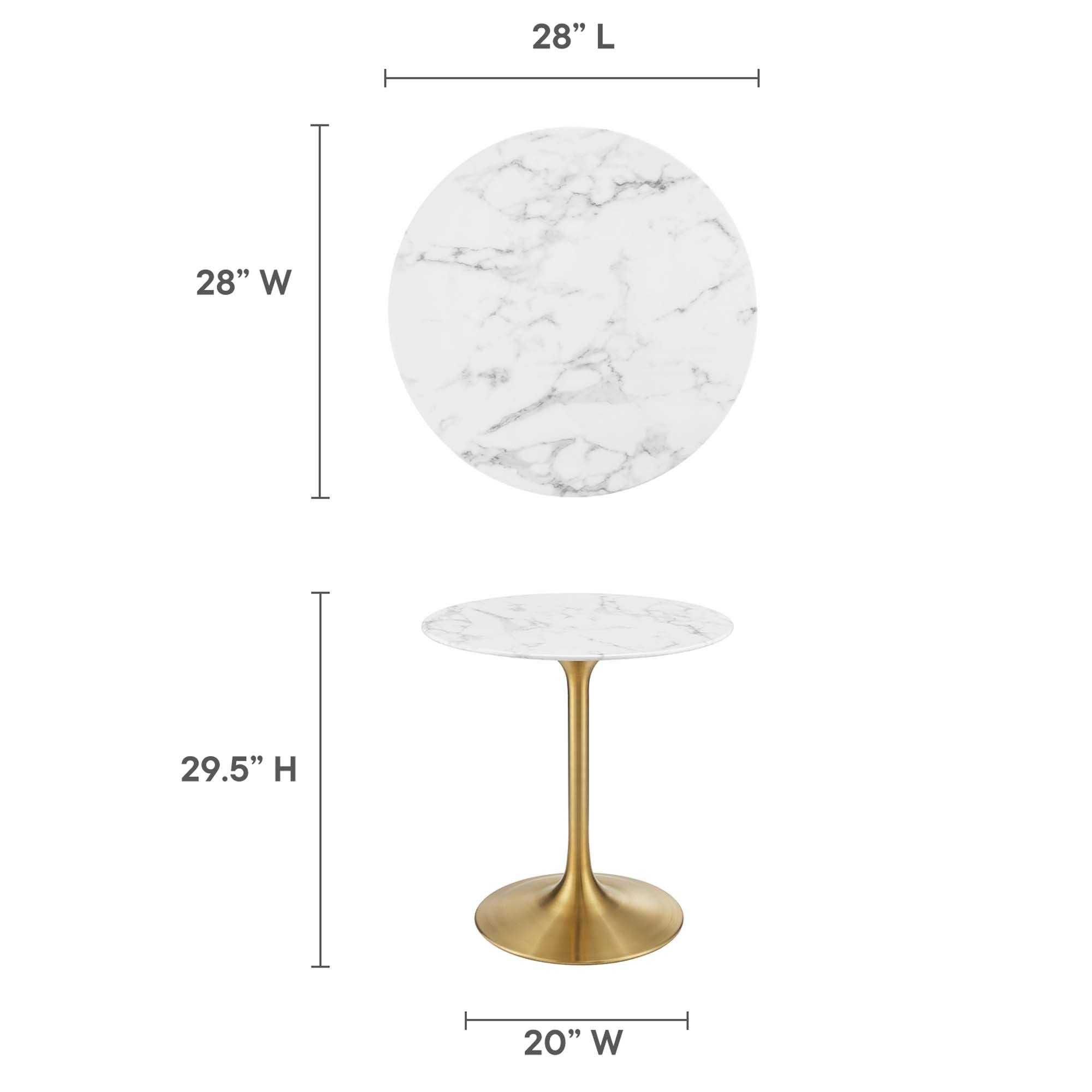 Lippa 28" Round Faux Marble Dining Table