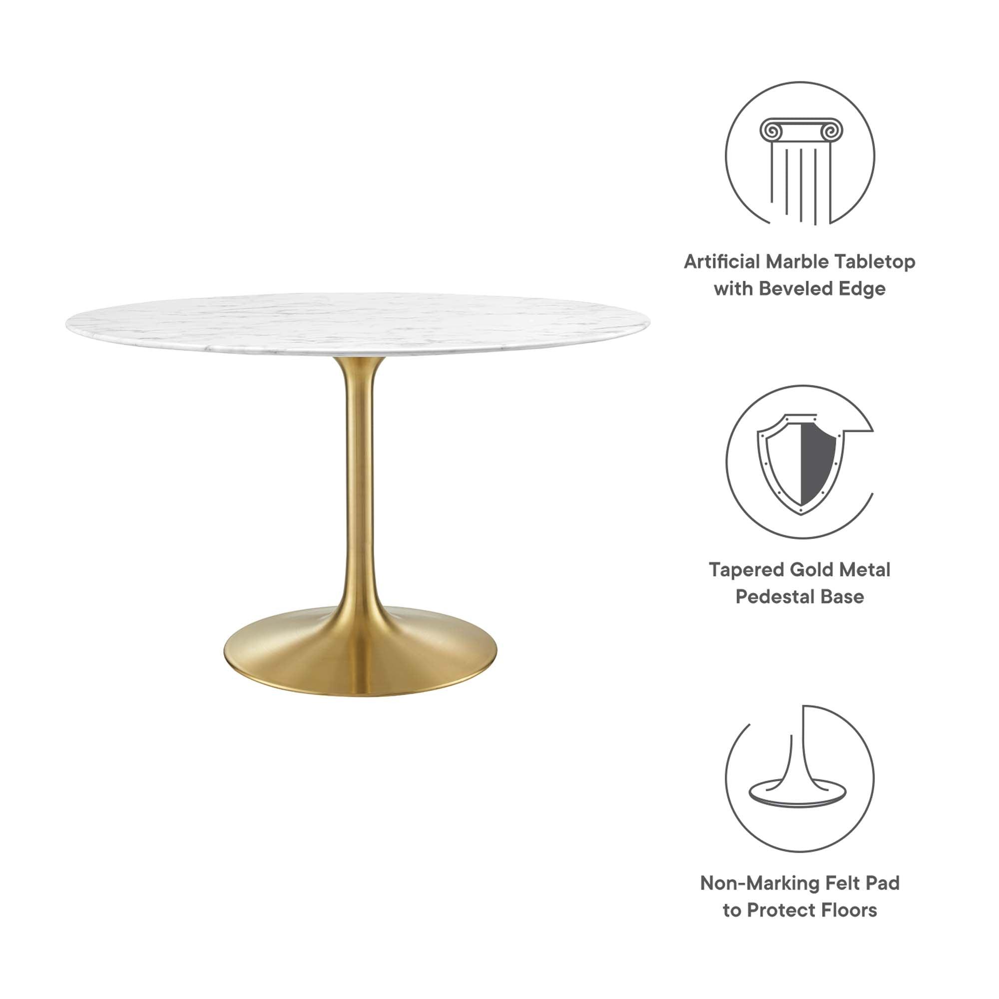 Lippa 48" Round Faux Marble Dining Table