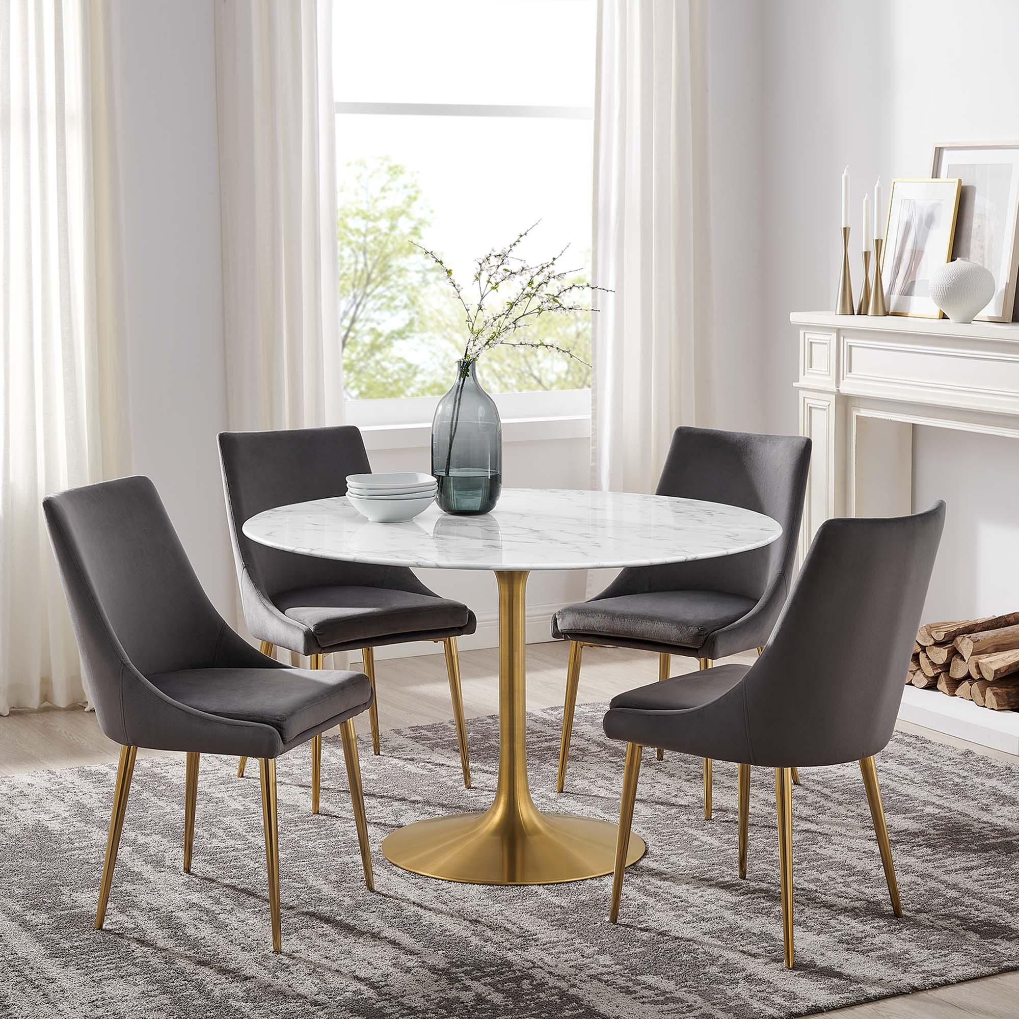 Lippa 48" Round Faux Marble Dining Table