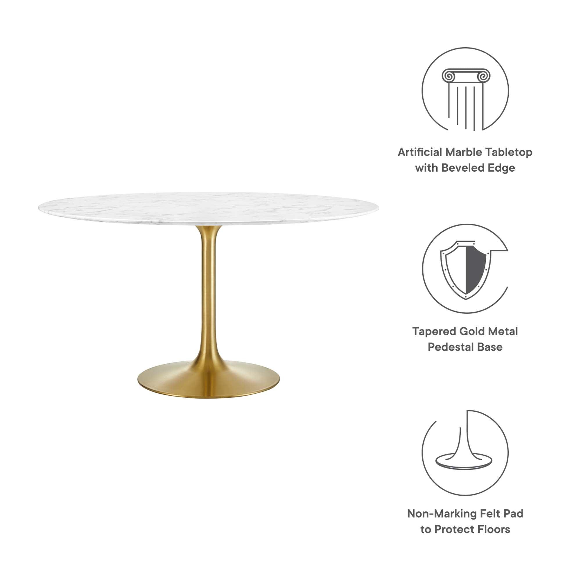 Lippa 54" Round Faux Marble Dining Table