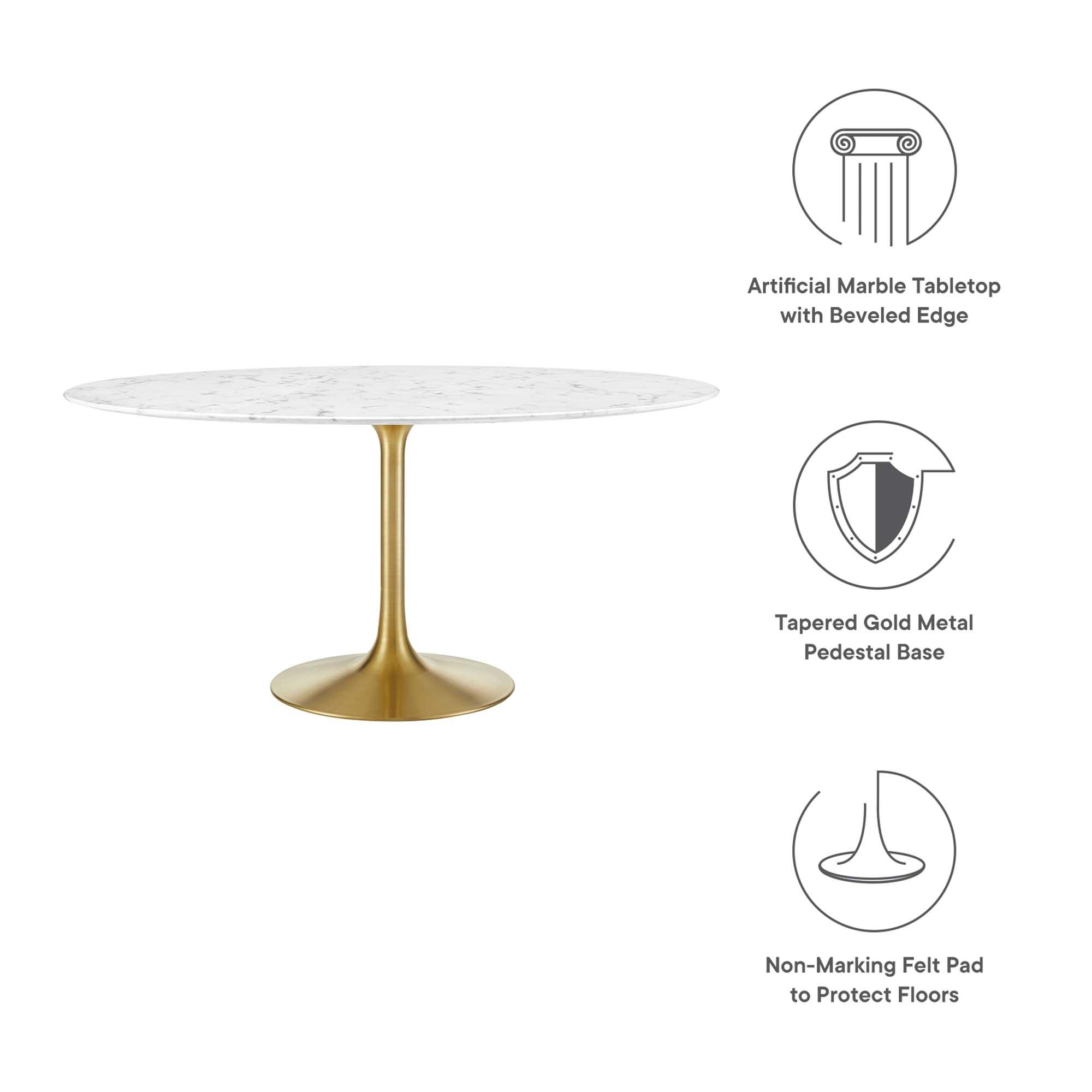 Lippa 60" Round Faux Marble Dining Table